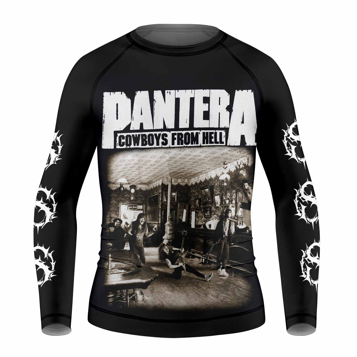 Cowboys from Hell Pantera Kids Rash Guard Long Sleeve - front view mockup
