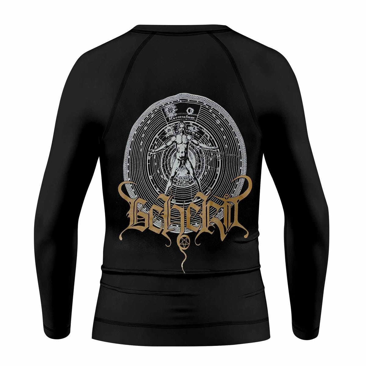 Beherit Drawing Down the Moon Kids Rash Guard Long Sleeve - back view mockup