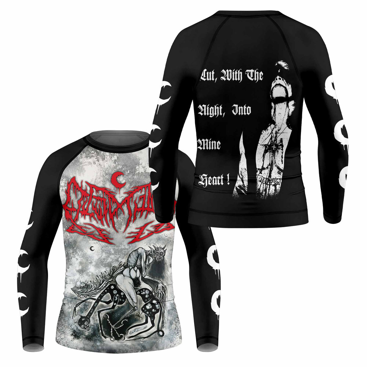 Leviathan Tentacles of Whorror Kids Rash Guard Long Sleeve - front and back view