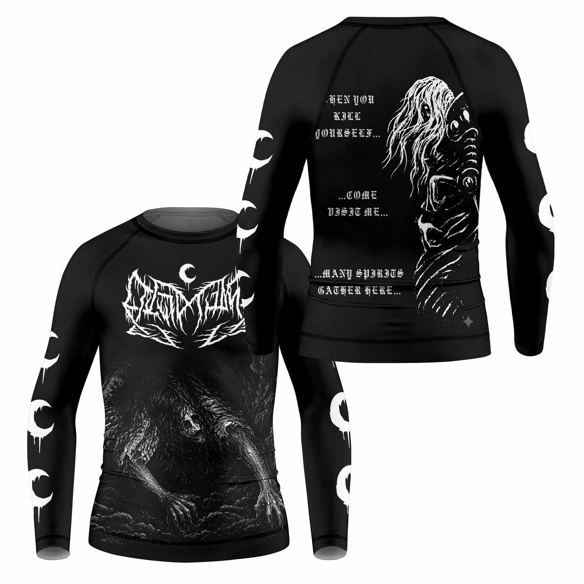 Leviathan Fucking Your Ghost In Chains of Ice Kids Rash Guard Long Sleeve - front and back view
