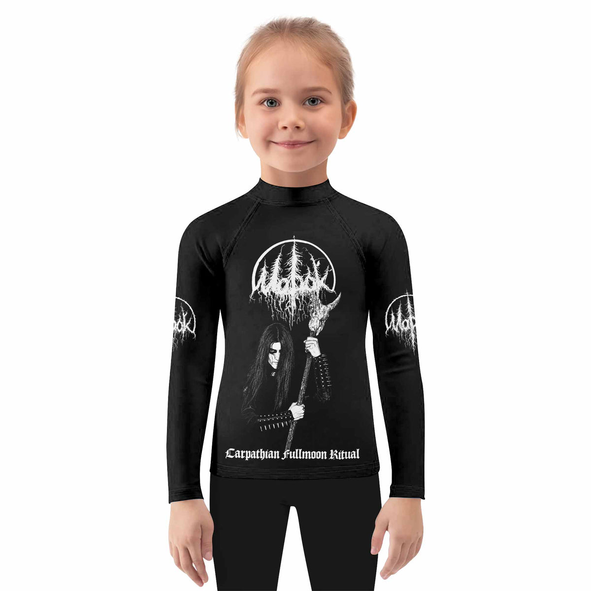 Morok Carpathian Fullmoon Ritual Kids Rash Guard Long Sleeve - girl's lifestyle view
