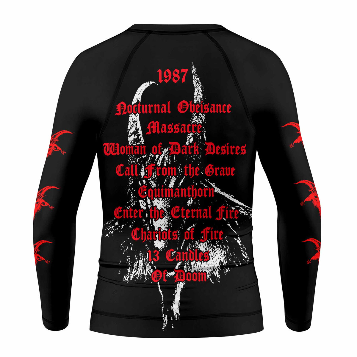 Bathory Under the Sign of the Black Mark Kids Rash Guard Long Sleeve - back view mockup