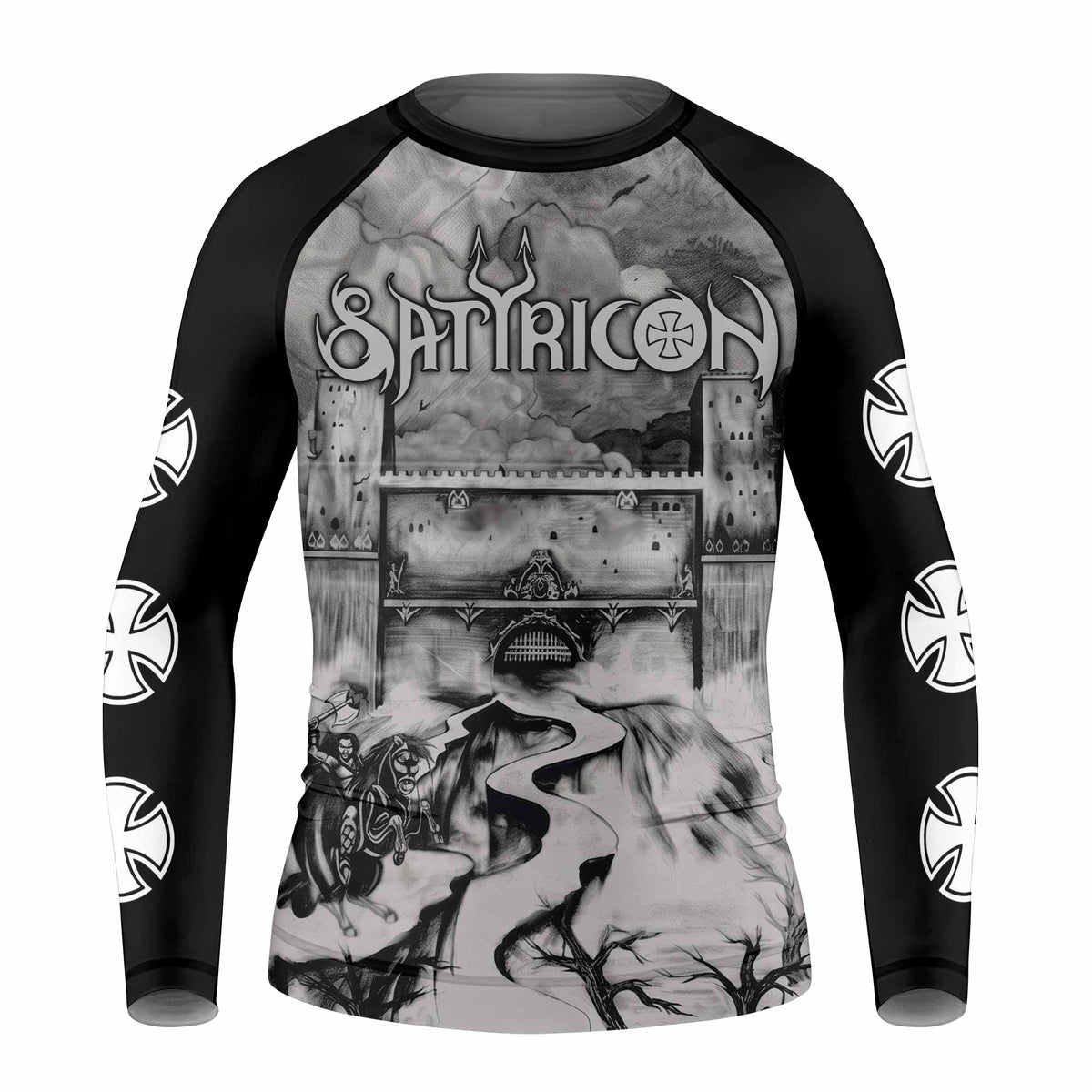 Satyricon Dark Medieval Times Kids Rash Guard Long Sleeve - front view mockup