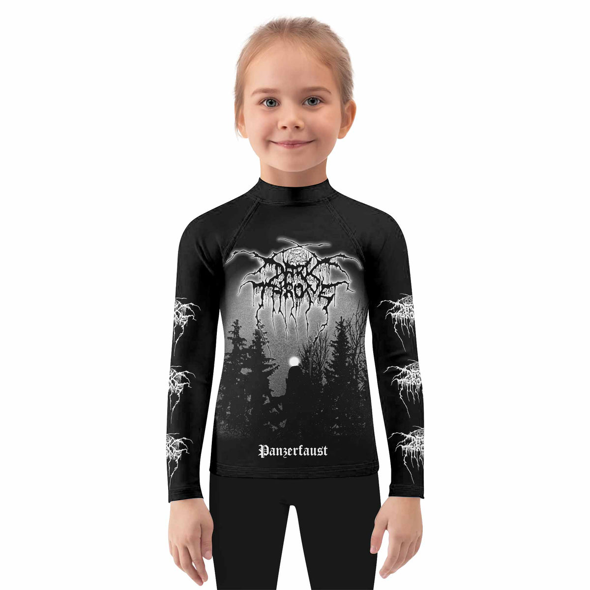 Darkthrone Panzerfaust Kids Rash Guard Long Sleeve - girl's lifestyle view