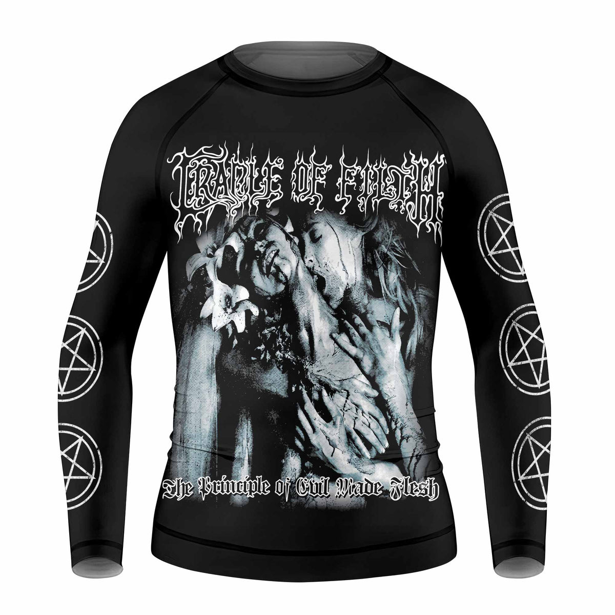 Cradle of Filth The Principle of Evil Made Flesh Kids Rash Guard Long Sleeve - front view mockup