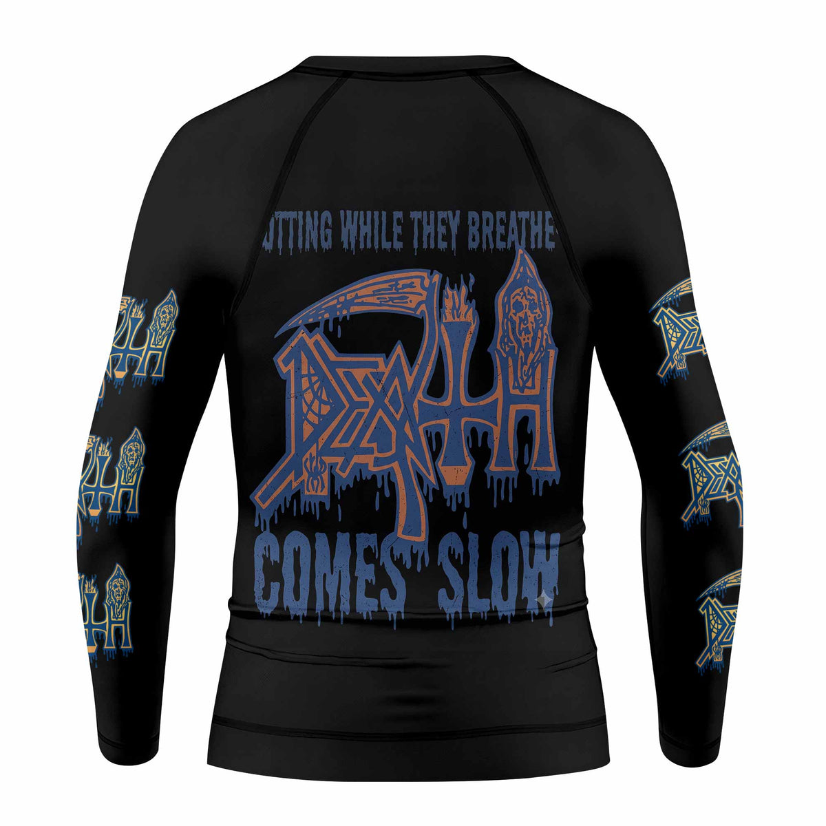 Death Leprosy Kids Rash Guard Long Sleeve - back view mockup