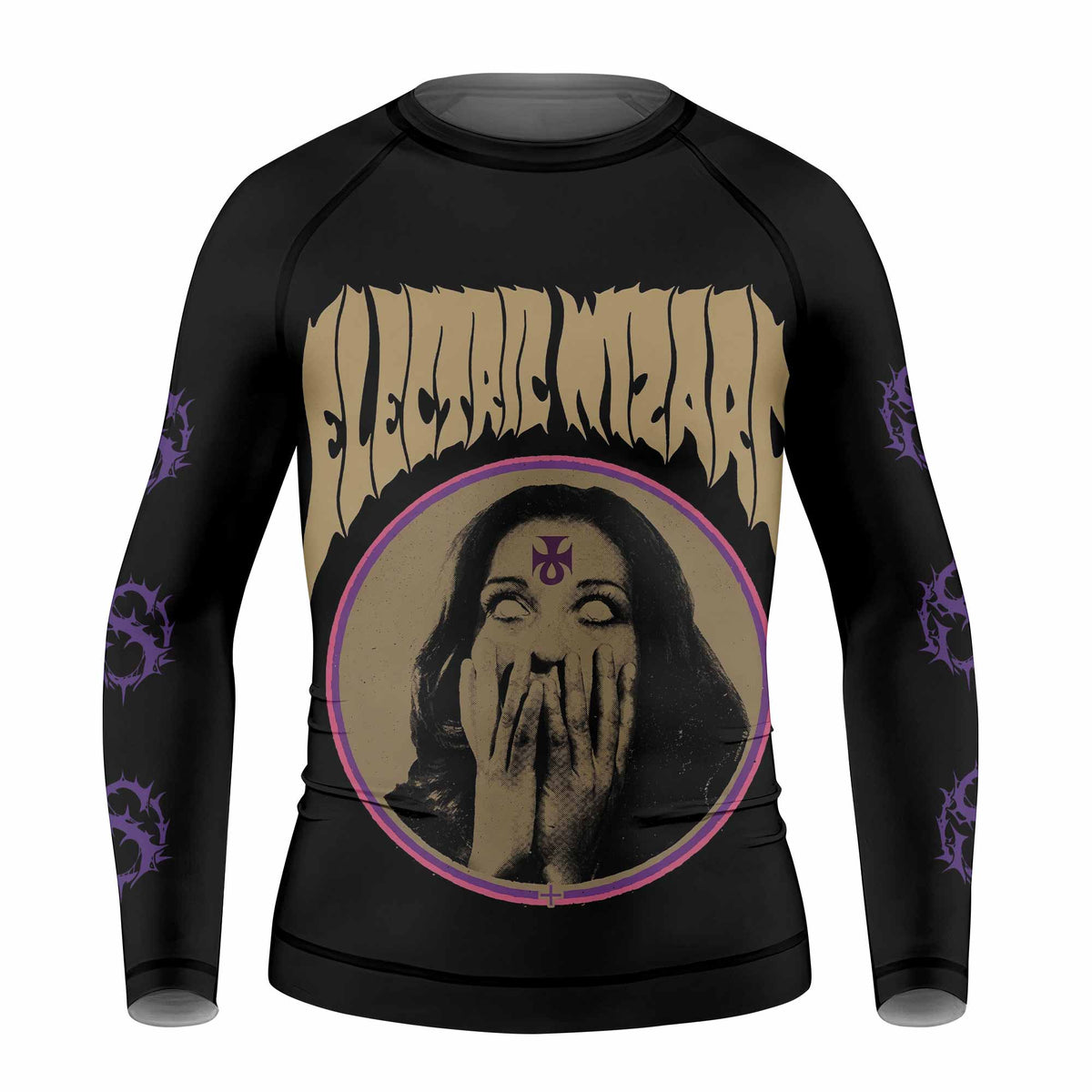 Electric Wizard Let Us Prey Kids Rash Guard Long Sleeve - front view mockup