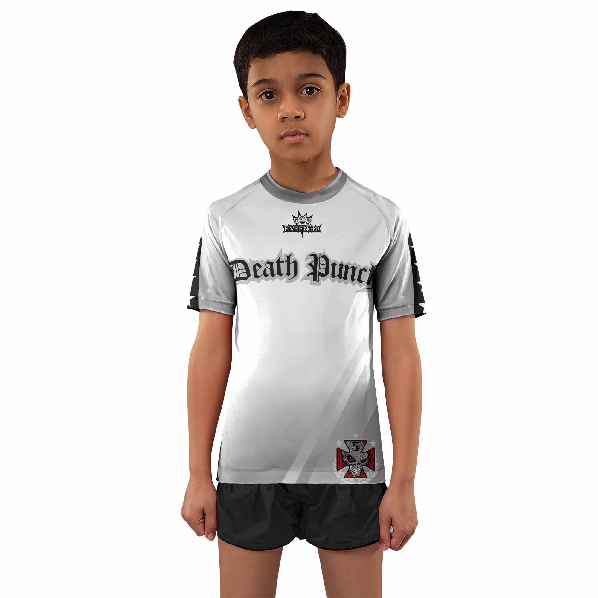 Death Punch Kids Rash Guard Short Sleeve - boy's lifestyle view