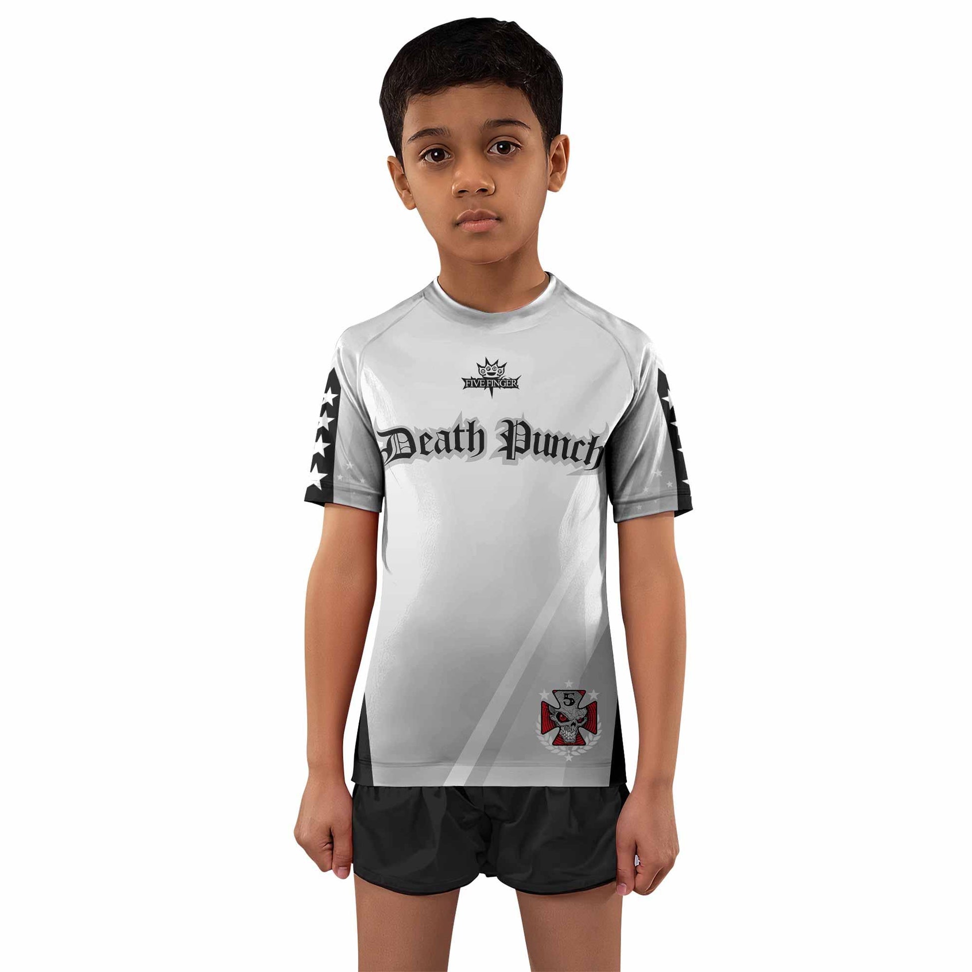 Death Punch Kids Rash Guard Short Sleeve - front and back view