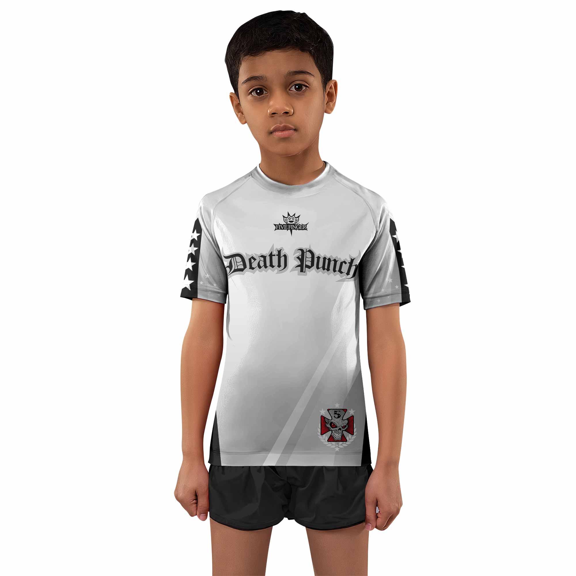 Death Punch Kids Rash Guard Short Sleeve - front and back view