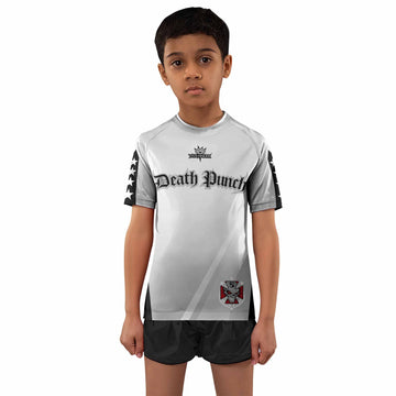 Death Punch Kids Rash Guard Short Sleeve - front and back view