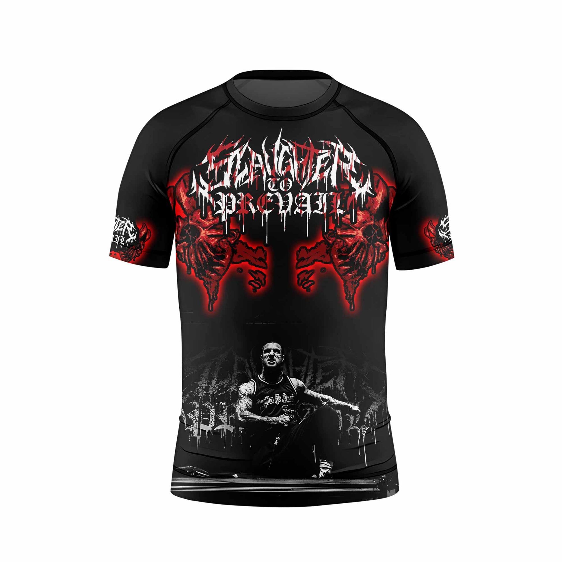 Slaughter to Prevail Kids Rash Guard Short Sleeve - front view mockup