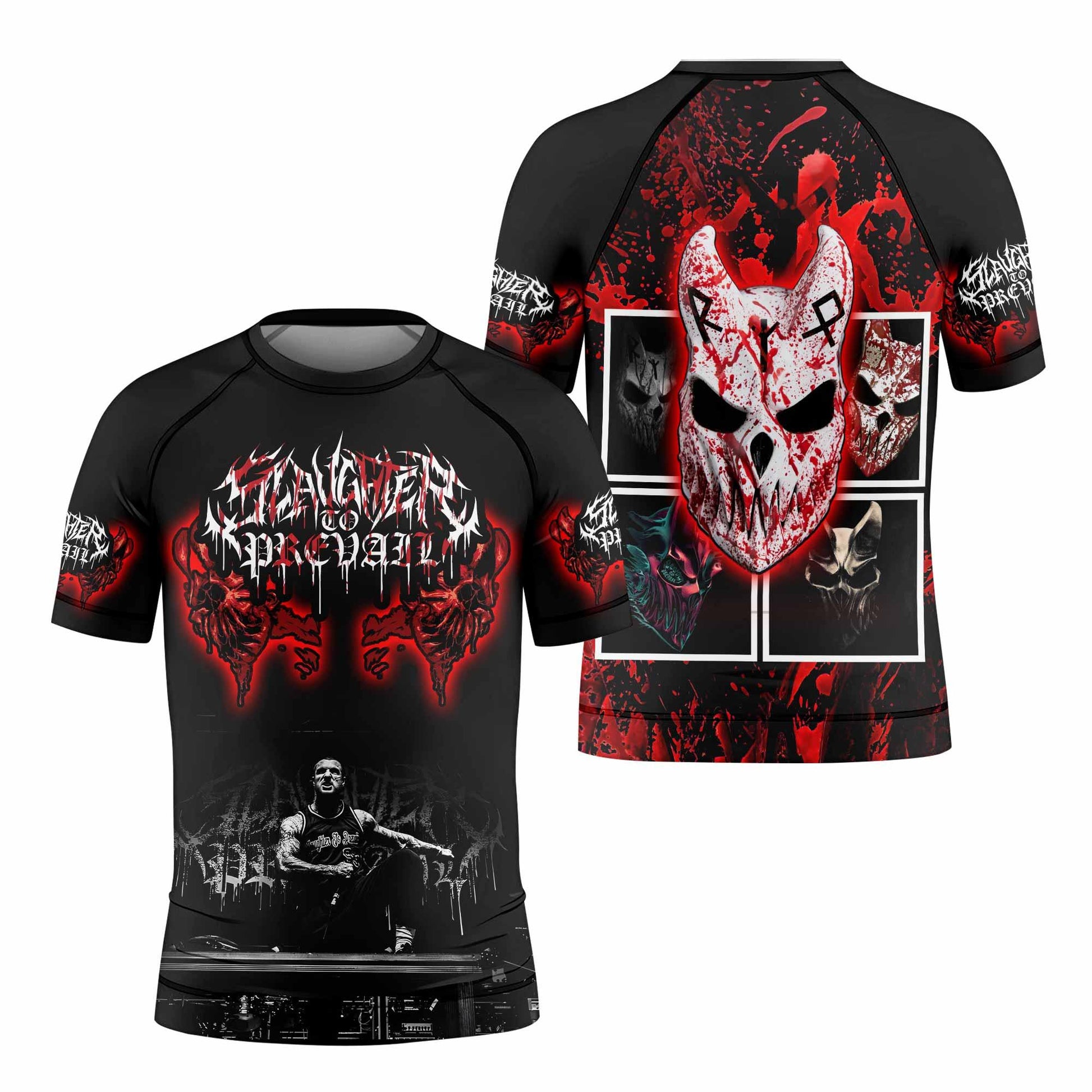Slaughter to Prevail Kids Rash Guard Short Sleeve - front view mockup
