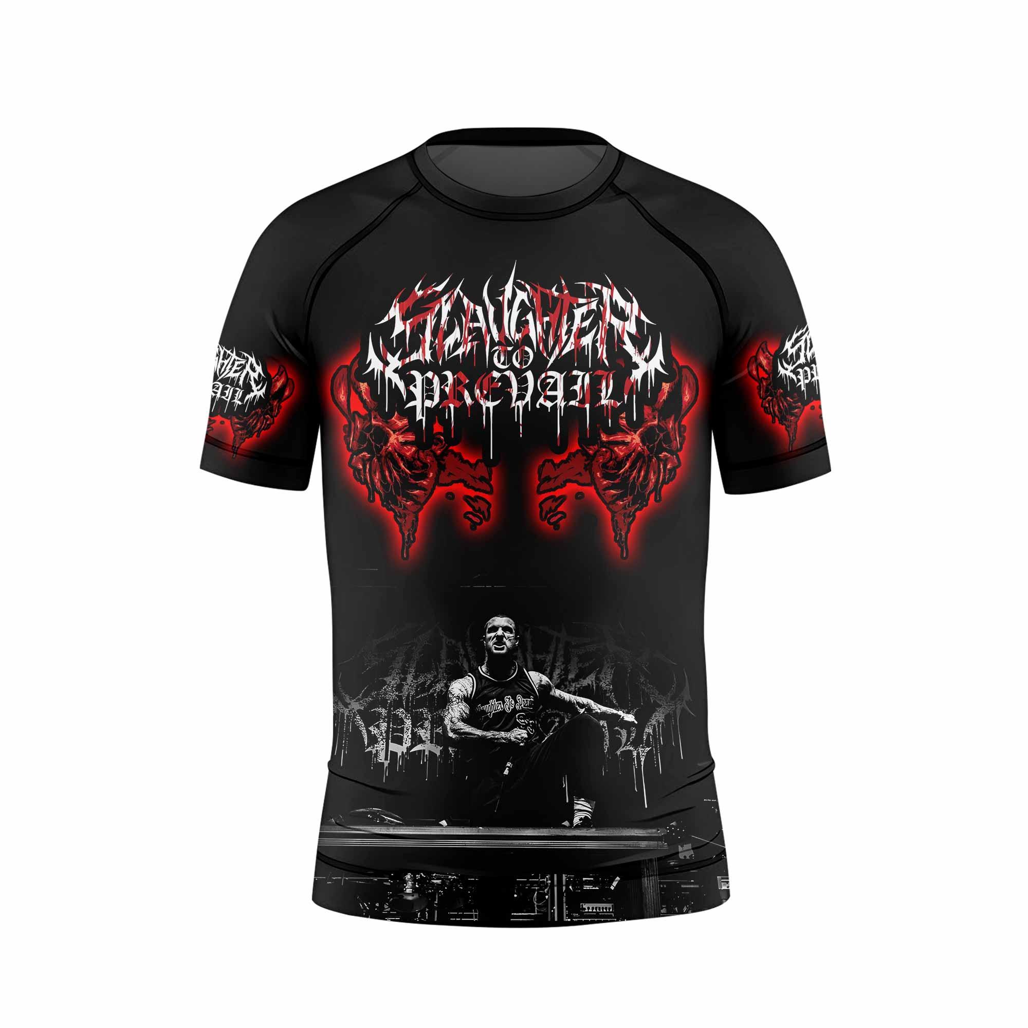 Slaughter to Prevail Kids Rash Guard Short Sleeve - back view mockup