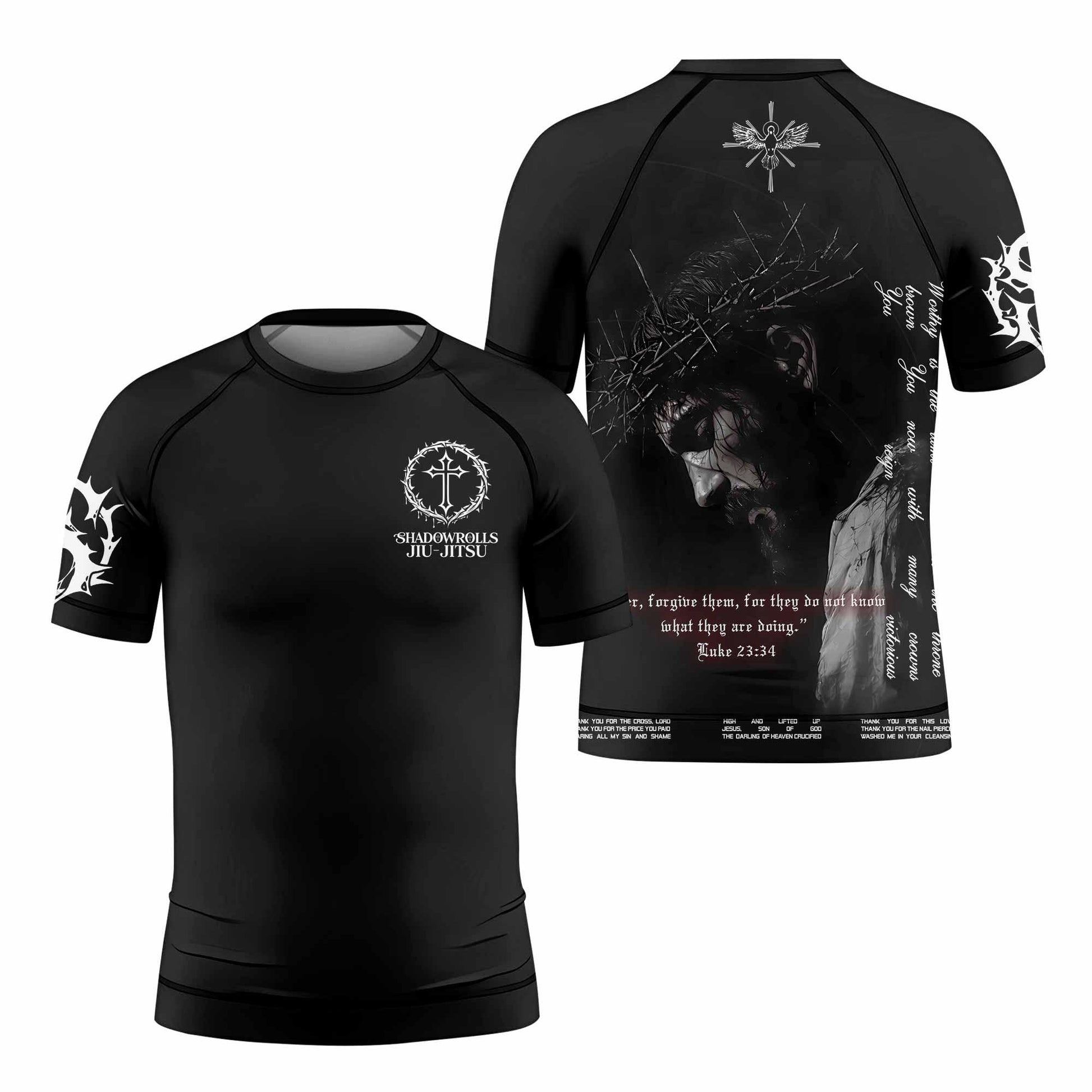 Crucified Silence Kids Rash Guard Short Sleeve - front and back view