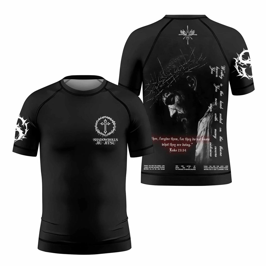 Crucified Silence Kids Rash Guard Short Sleeve - front and back view