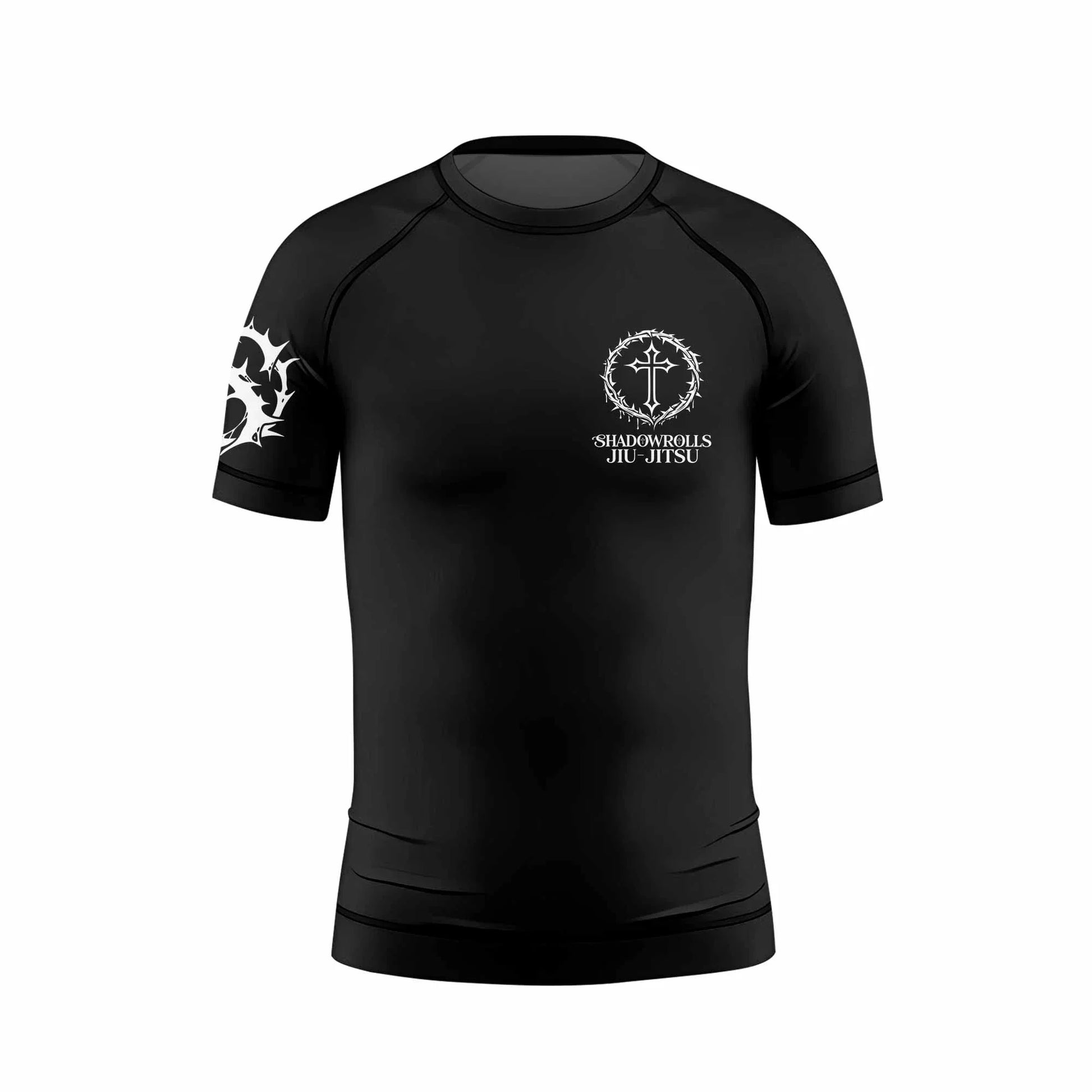 Crucified Silence Kids Rash Guard Short Sleeve - back view mockup