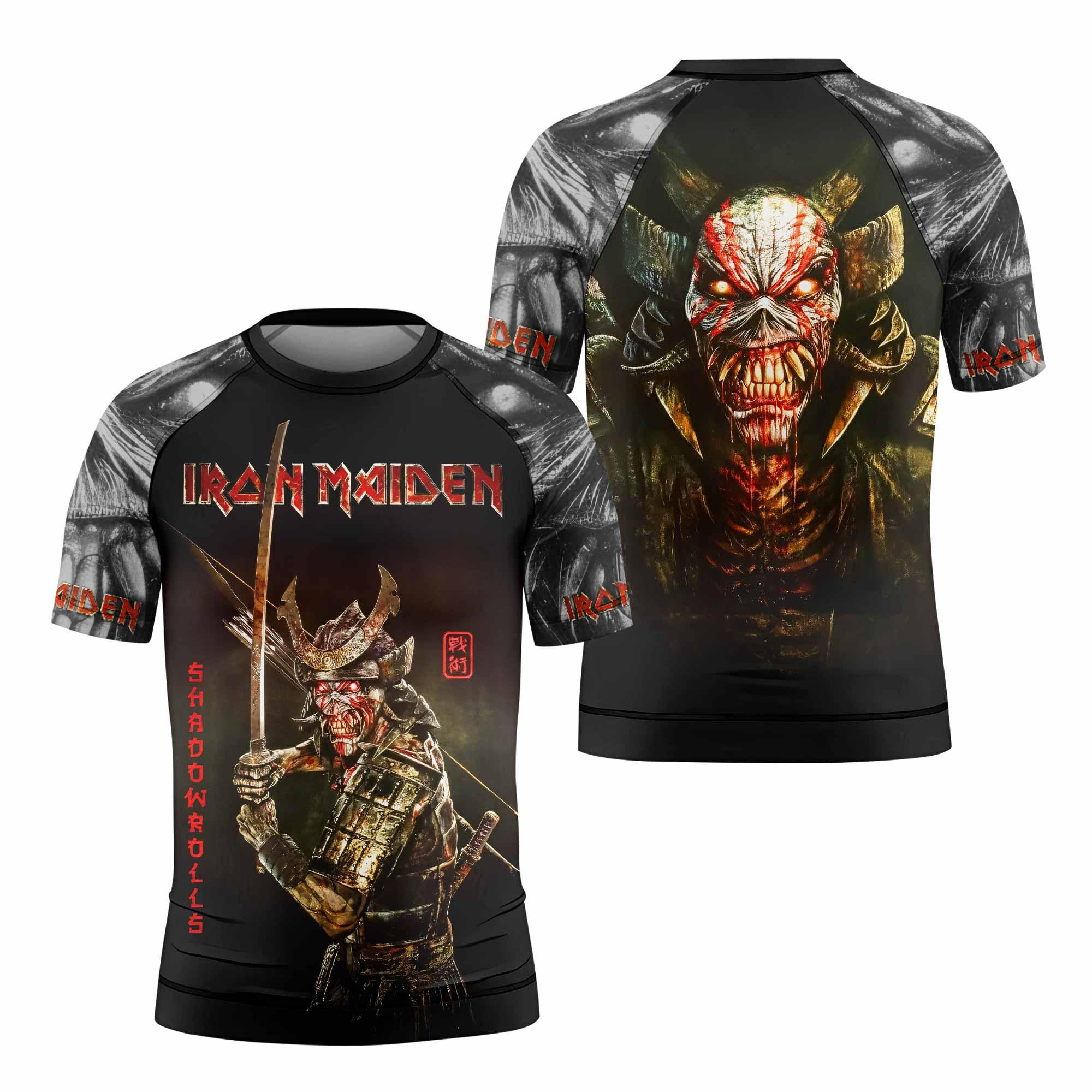Iron Maiden Samurai Kids Rash Guard Short Sleeve - front and back view