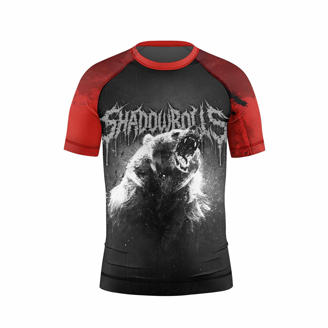 Slaughter to Prevail Bear Kids Rash Guard Short Sleeve - front and back view