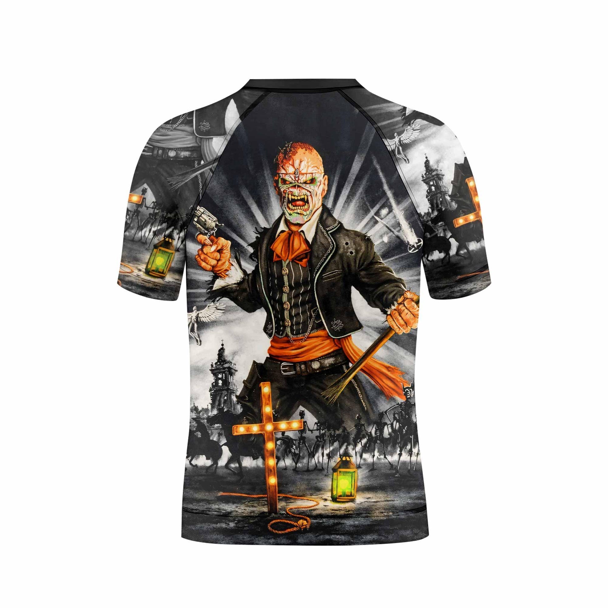 Iron Maiden Nights Of The Dead Kids Rash Guard Short Sleeve - back view mockup