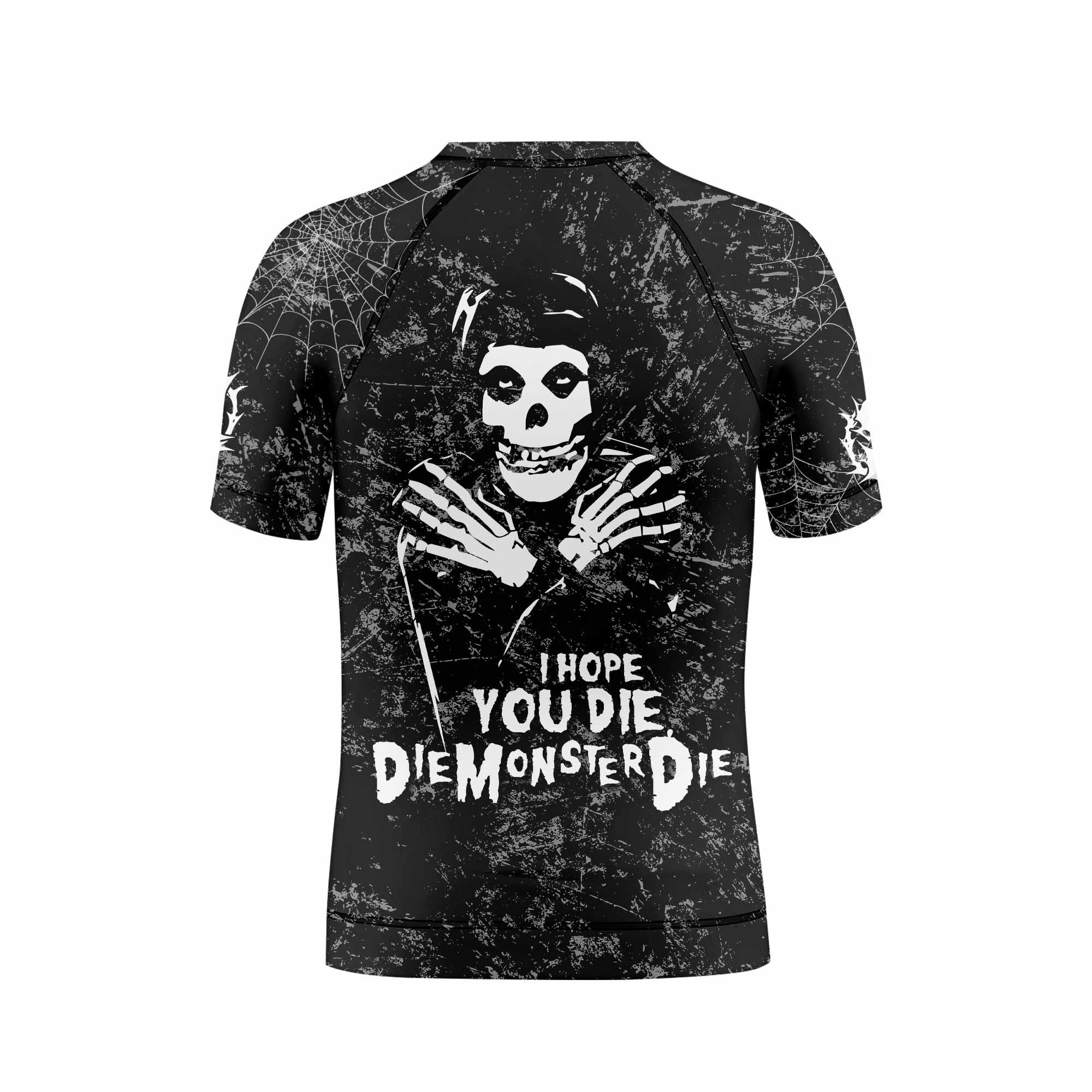 Misfits Die Monster Die Kids Rash Guard Short Sleeve - back view mockup