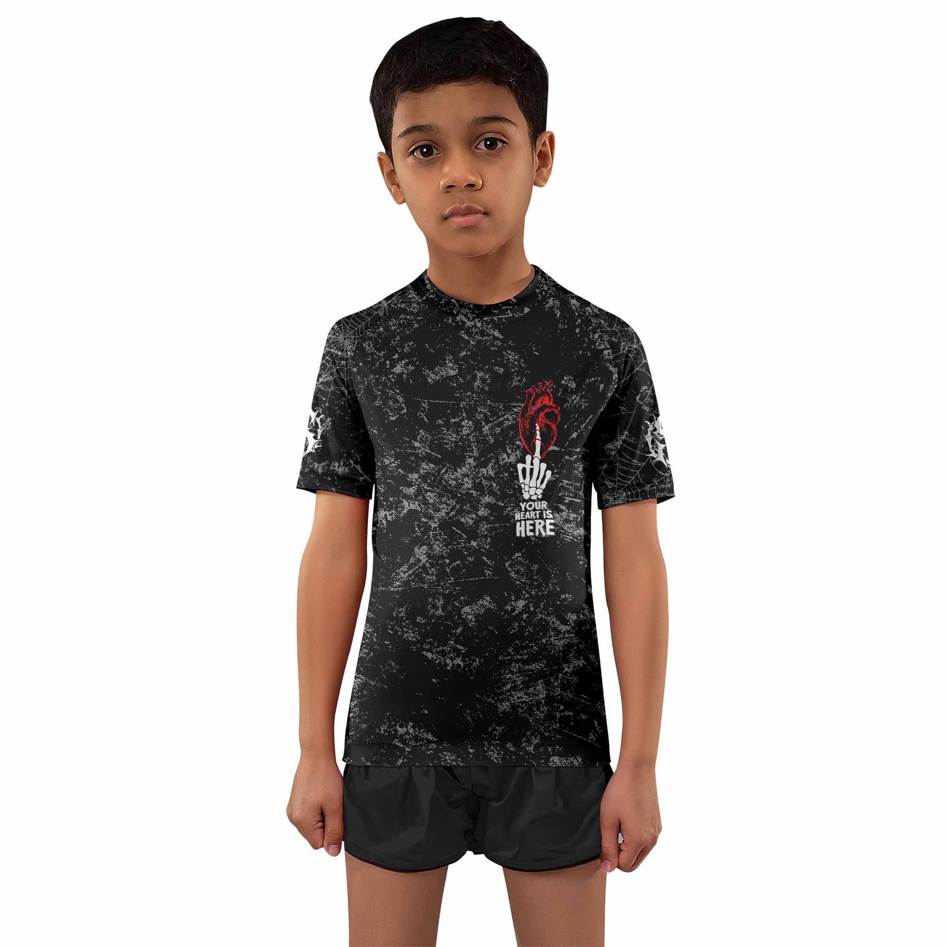 Misfits Die Monster Die Kids Rash Guard Short Sleeve - boy's lifestyle view