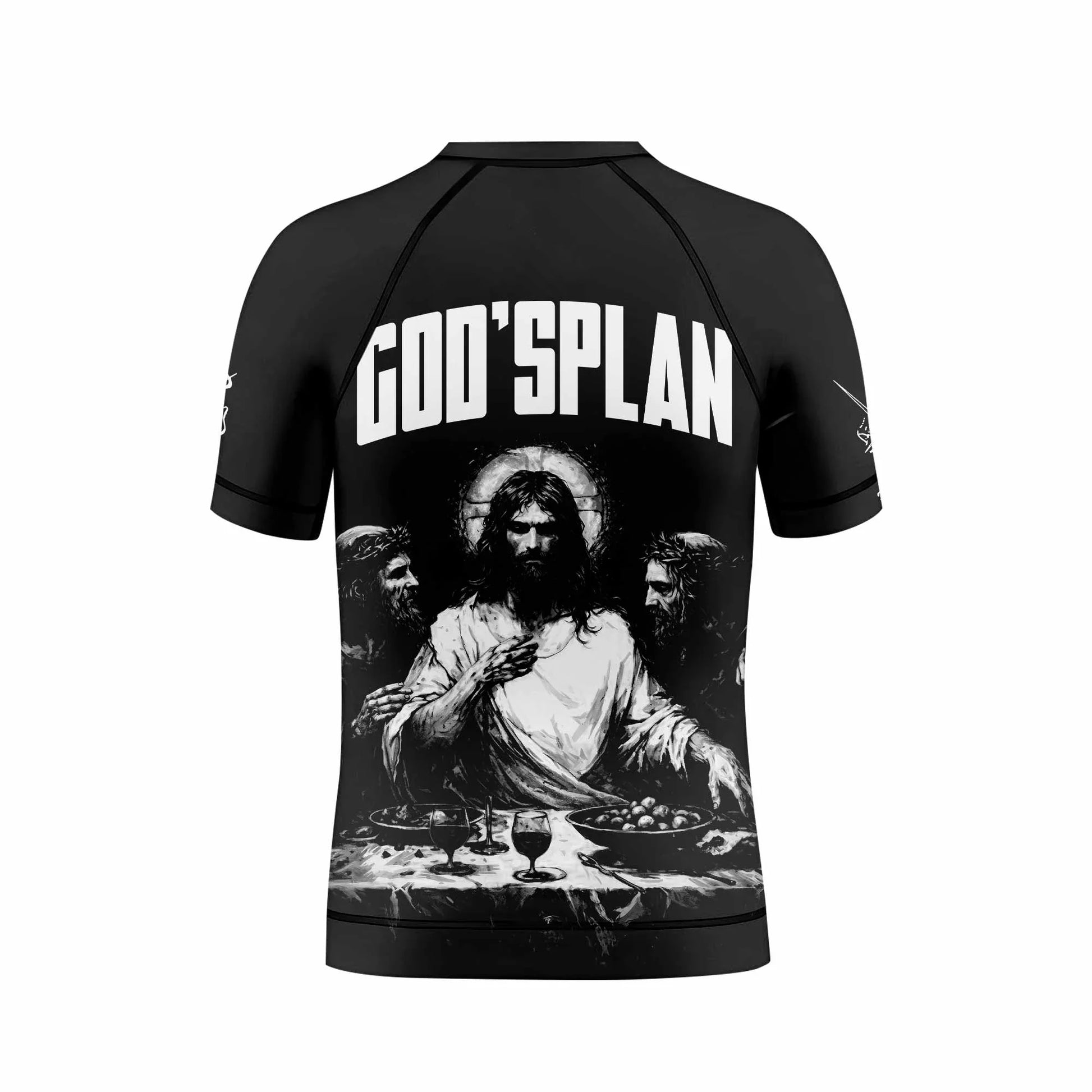 God's Plan Kids Rash Guard Short Sleeve - back view mockup