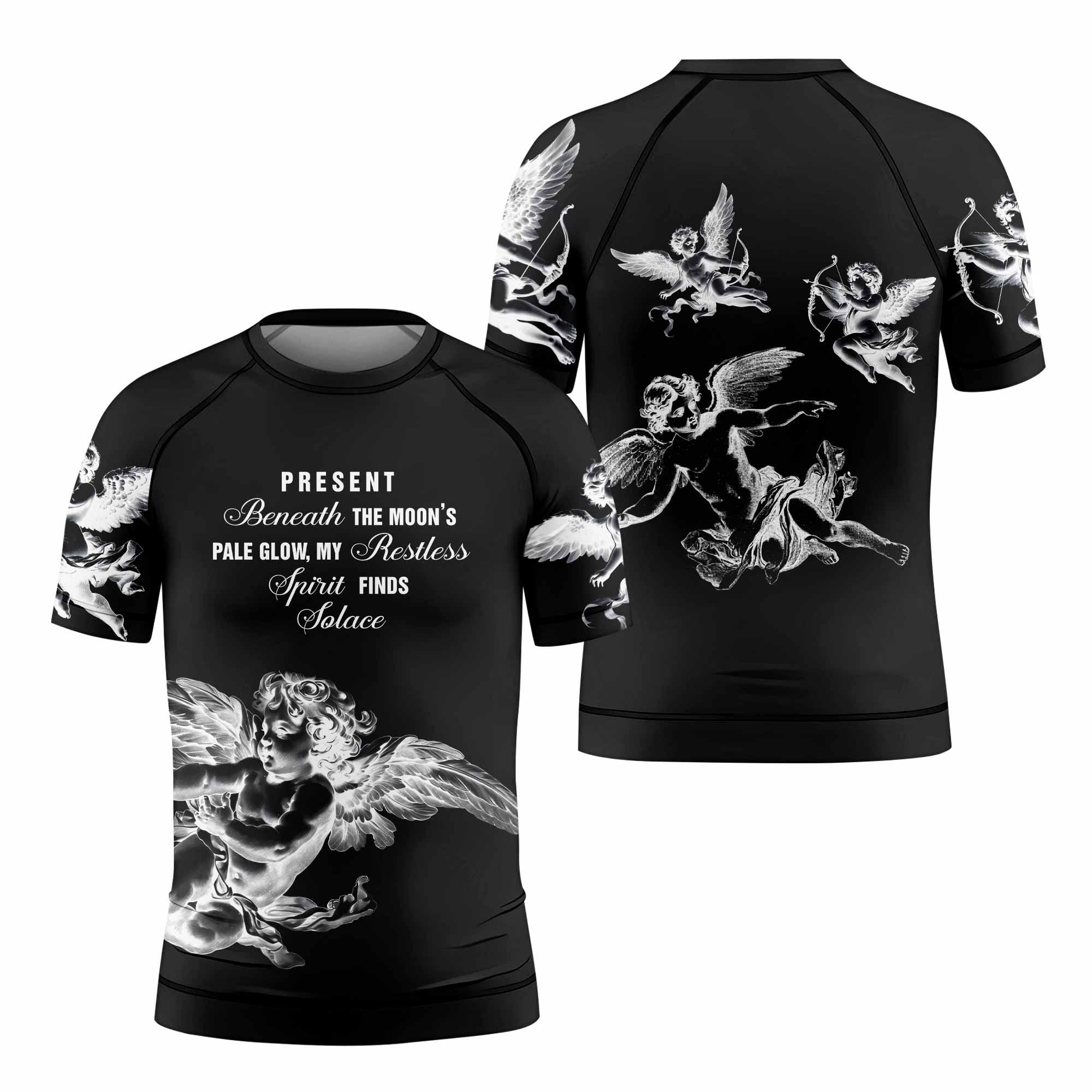 Angels of Solace Kids Rash Guard Short Sleeve - front and back view