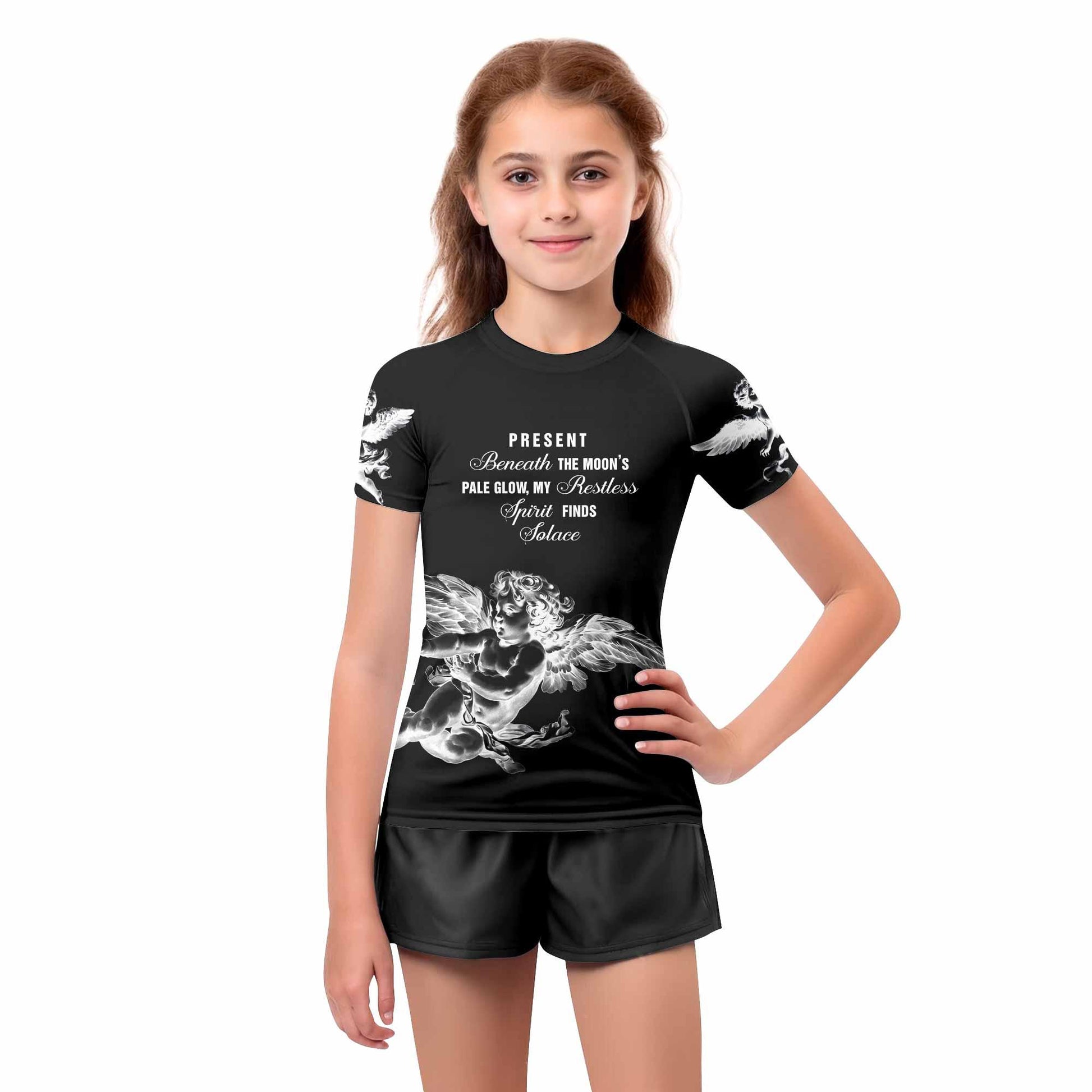 Angels of Solace Kids Rash Guard Short Sleeve - girl's lifestyle view
