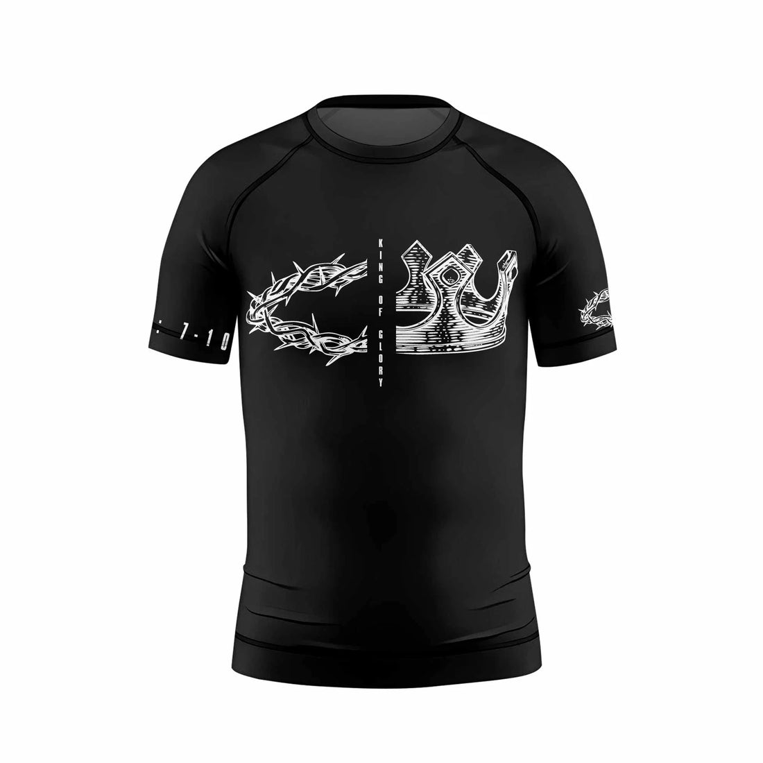 The King of Glory Kids Rash Guard Short Sleeve - front and back view