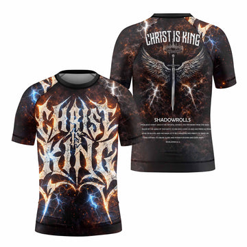 Christ is King Kids Rash Guard Short Sleeve - front and back view