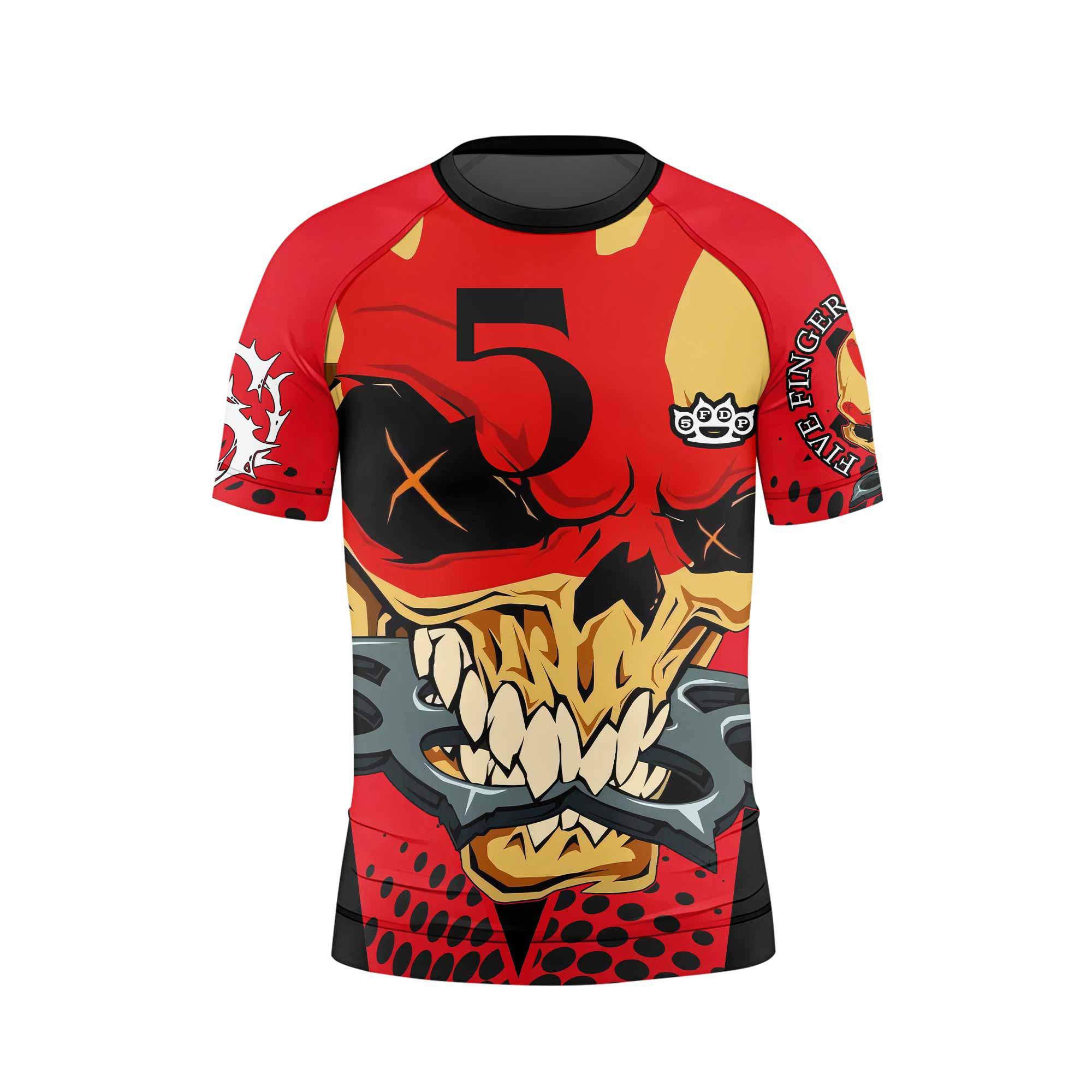 Five Finger Death Punch 5FDP Kids Rash Guard Short Sleeve - front view mockup