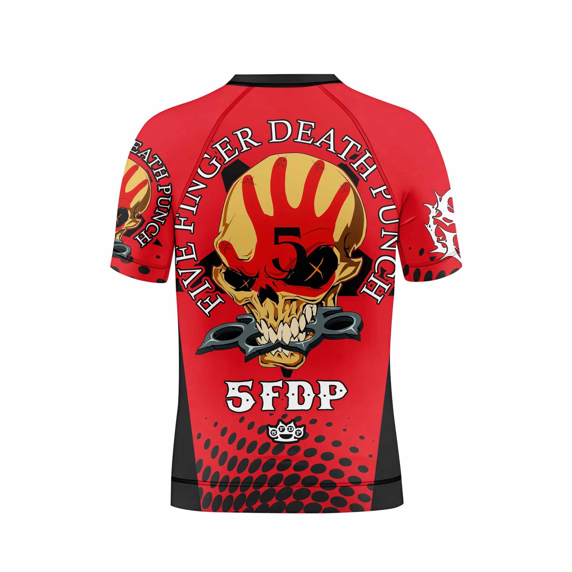 Five Finger Death Punch 5FDP Kids Rash Guard Short Sleeve - back view mockup