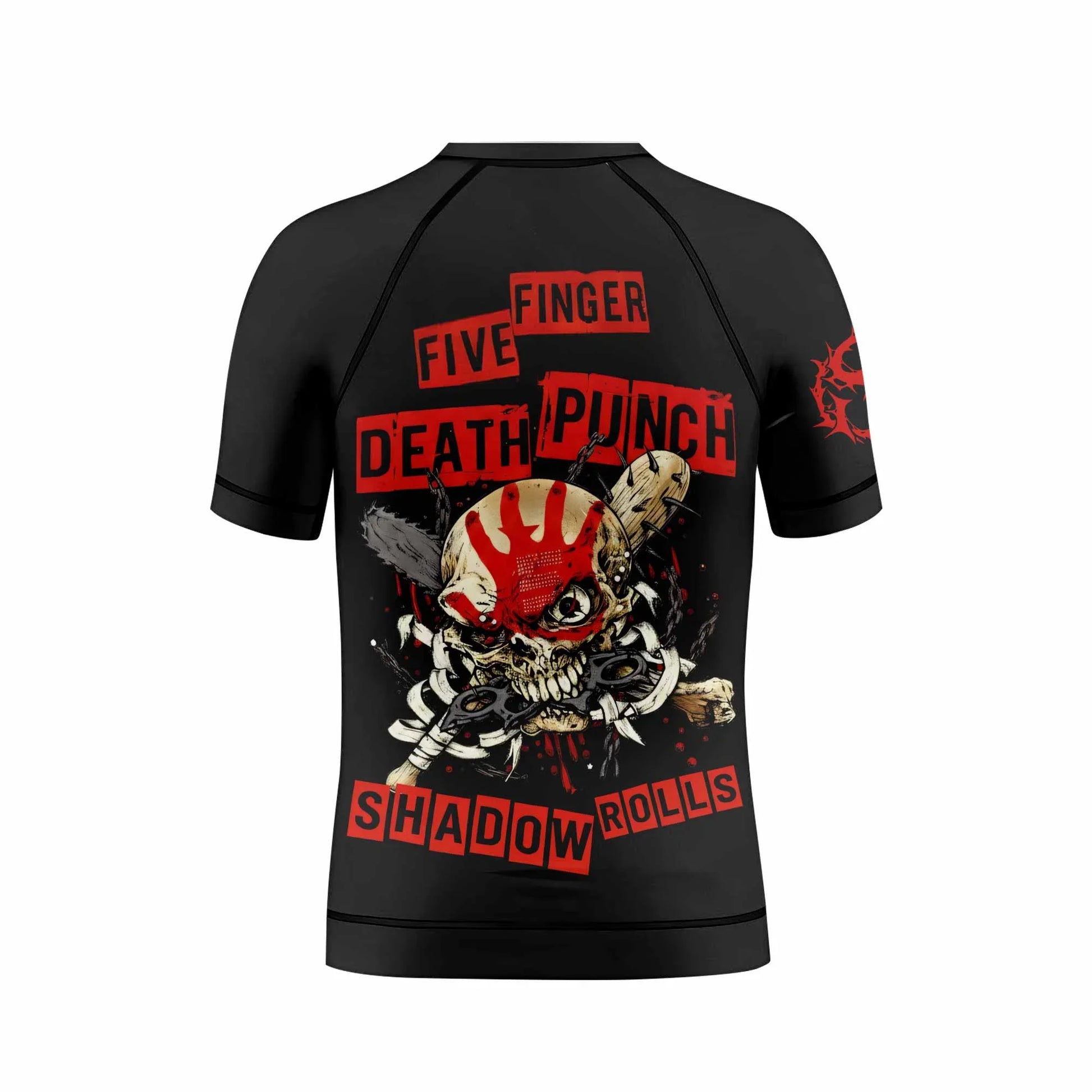 Five Finger Death Punch Shadowrolls Kids Rash Guard Short Sleeve - boy's lifestyle view