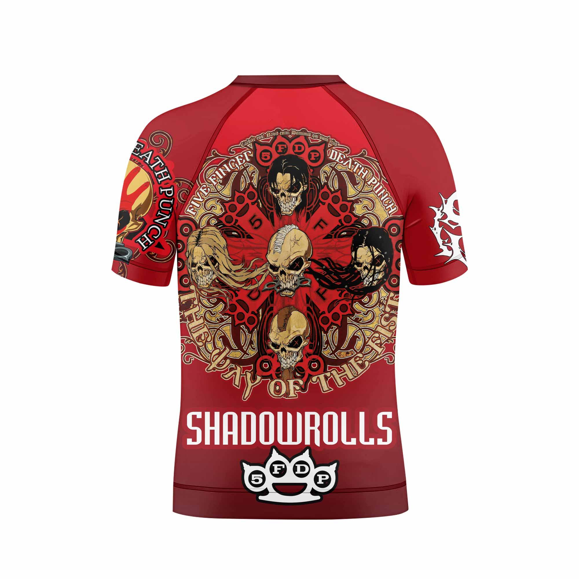 5FDP Five Finger Death Punch Kids Rash Guard Short Sleeve - back view mockup