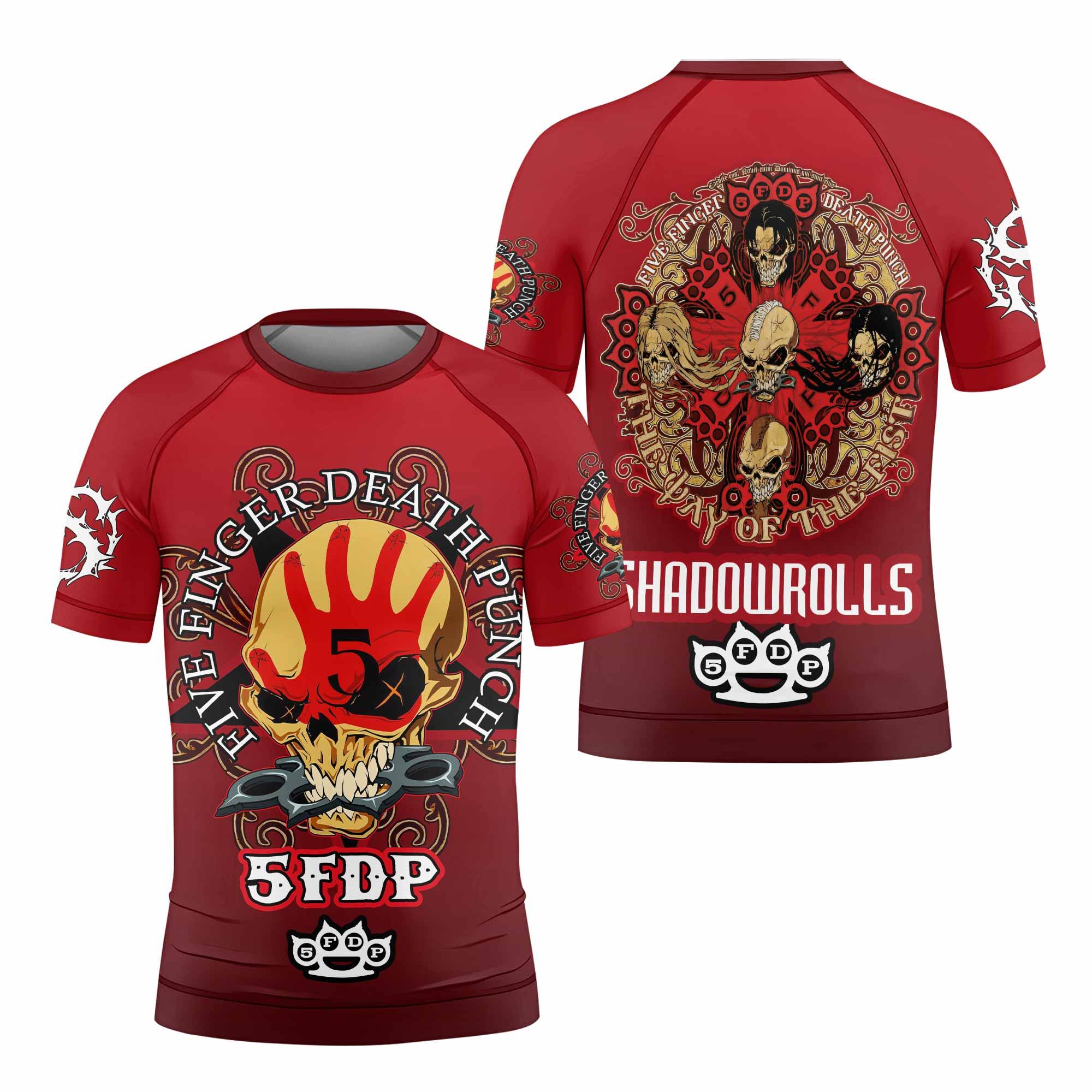 5FDP Five Finger Death Punch Kids Rash Guard Short Sleeve - front view mockup