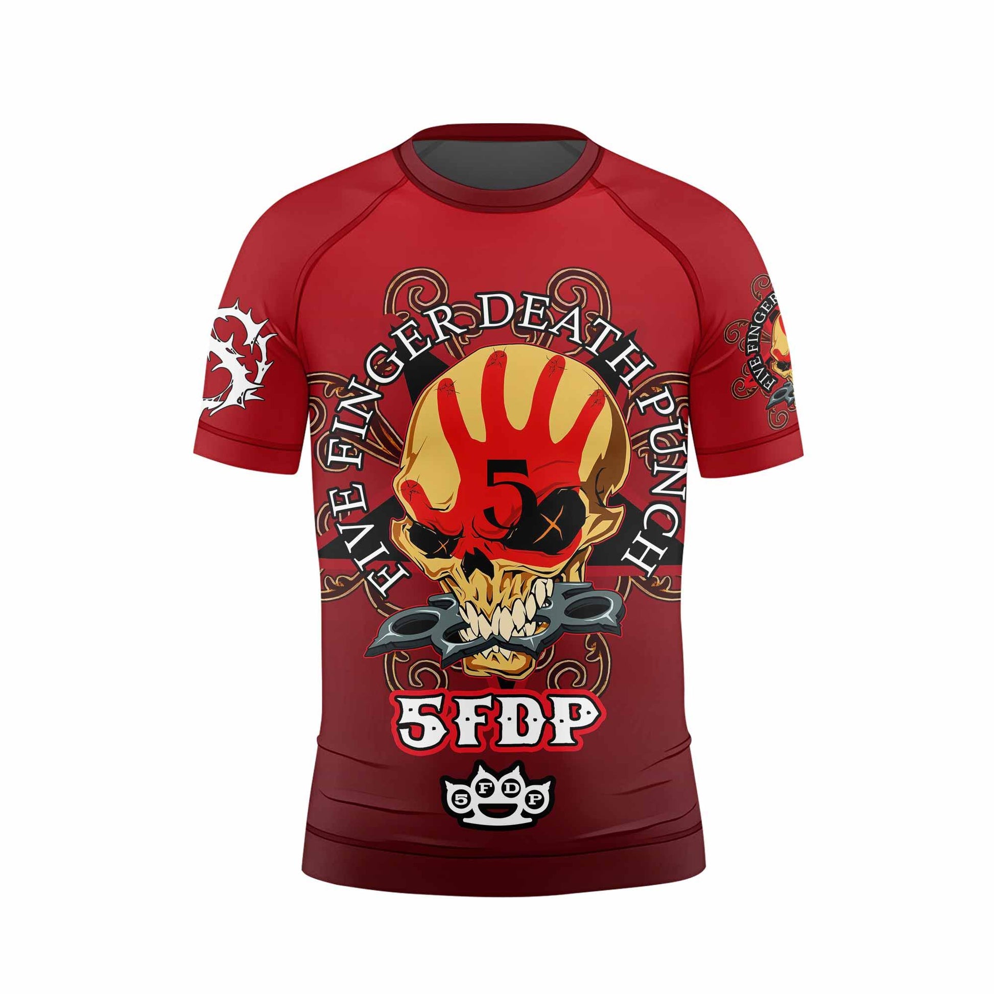 5FDP Five Finger Death Punch Kids Rash Guard Short Sleeve - back view mockup