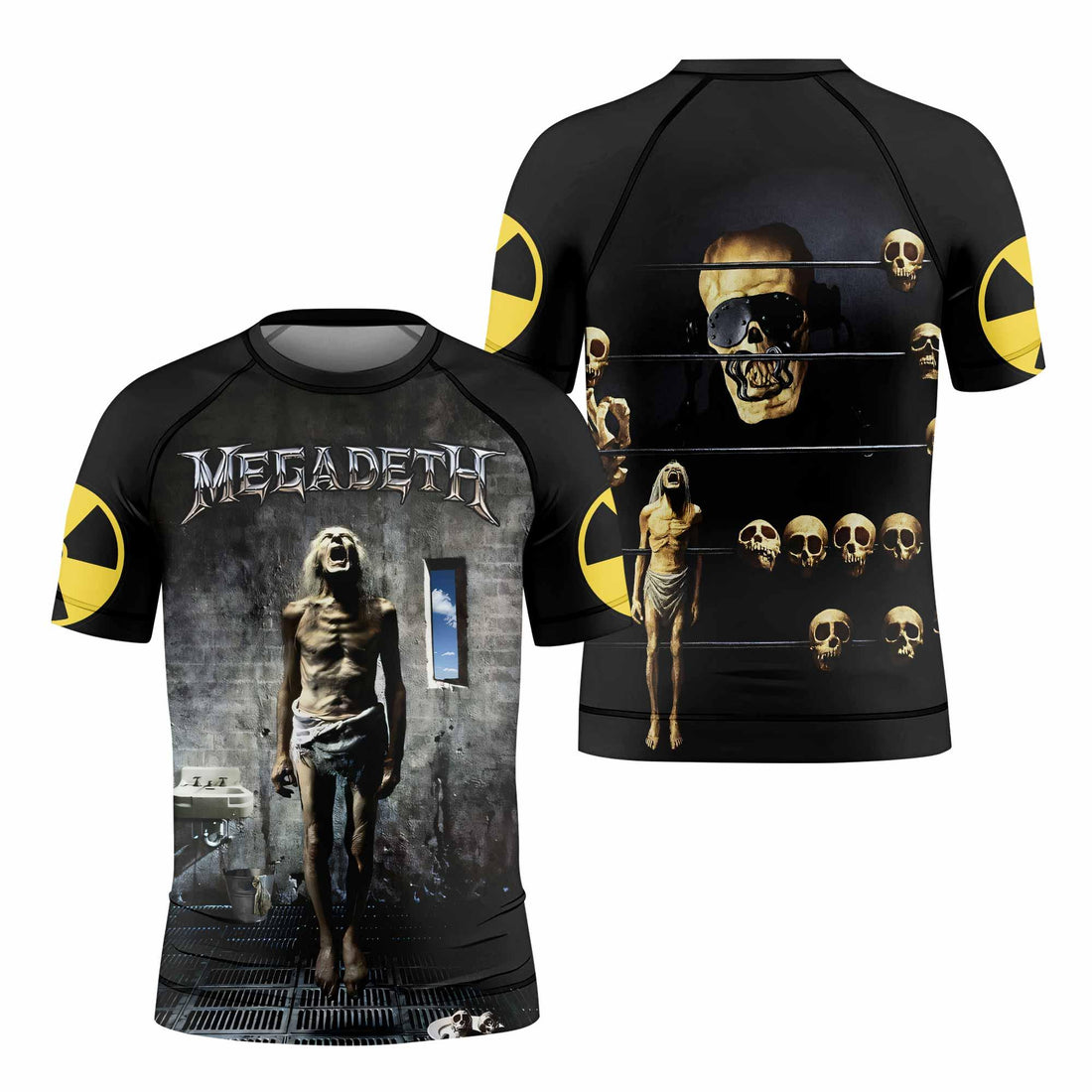 Megadeth Prison of Flesh Kids Rash Guard Short Sleeve - front and back view
