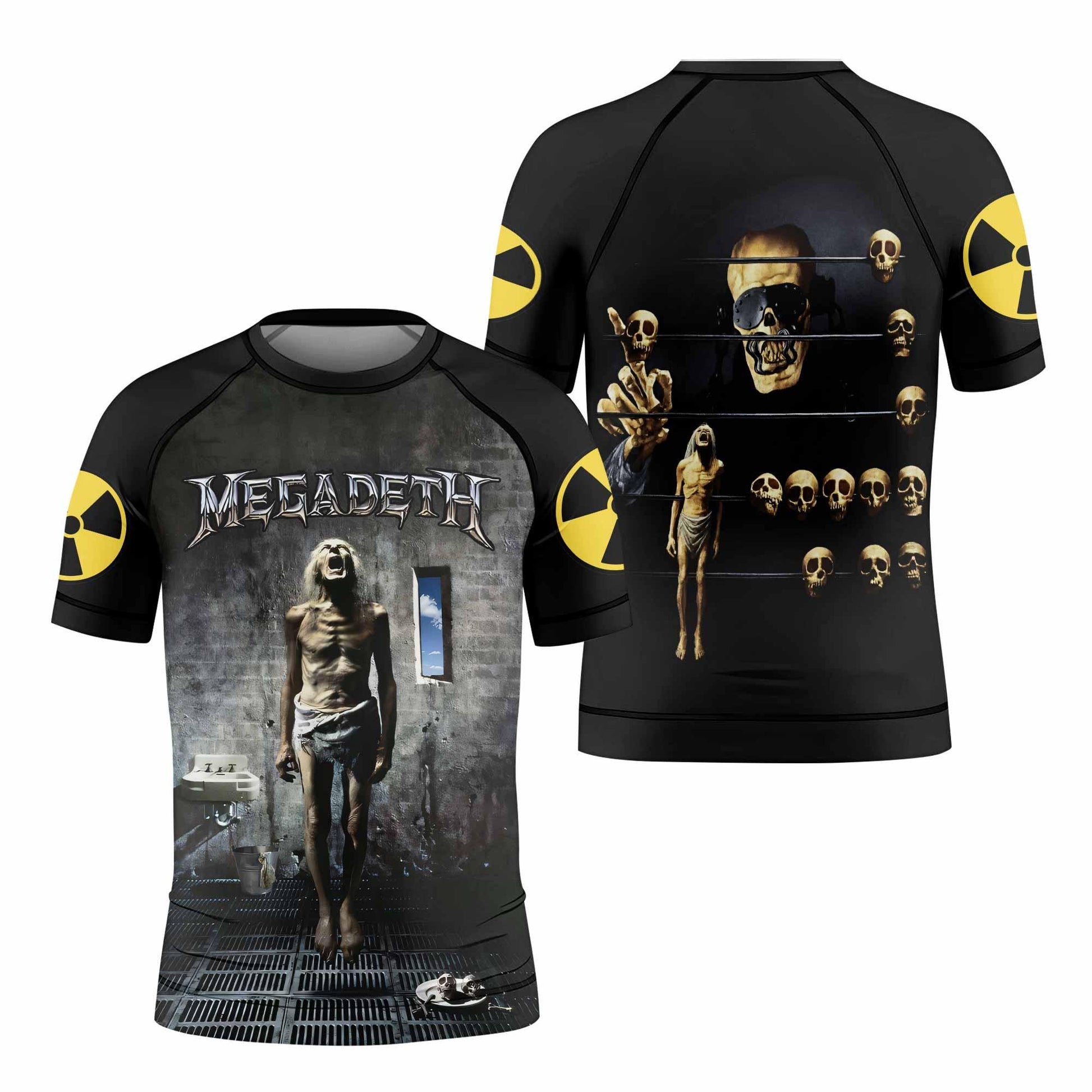 Megadeth Prison of Flesh Kids Rash Guard Short Sleeve - front view mockup