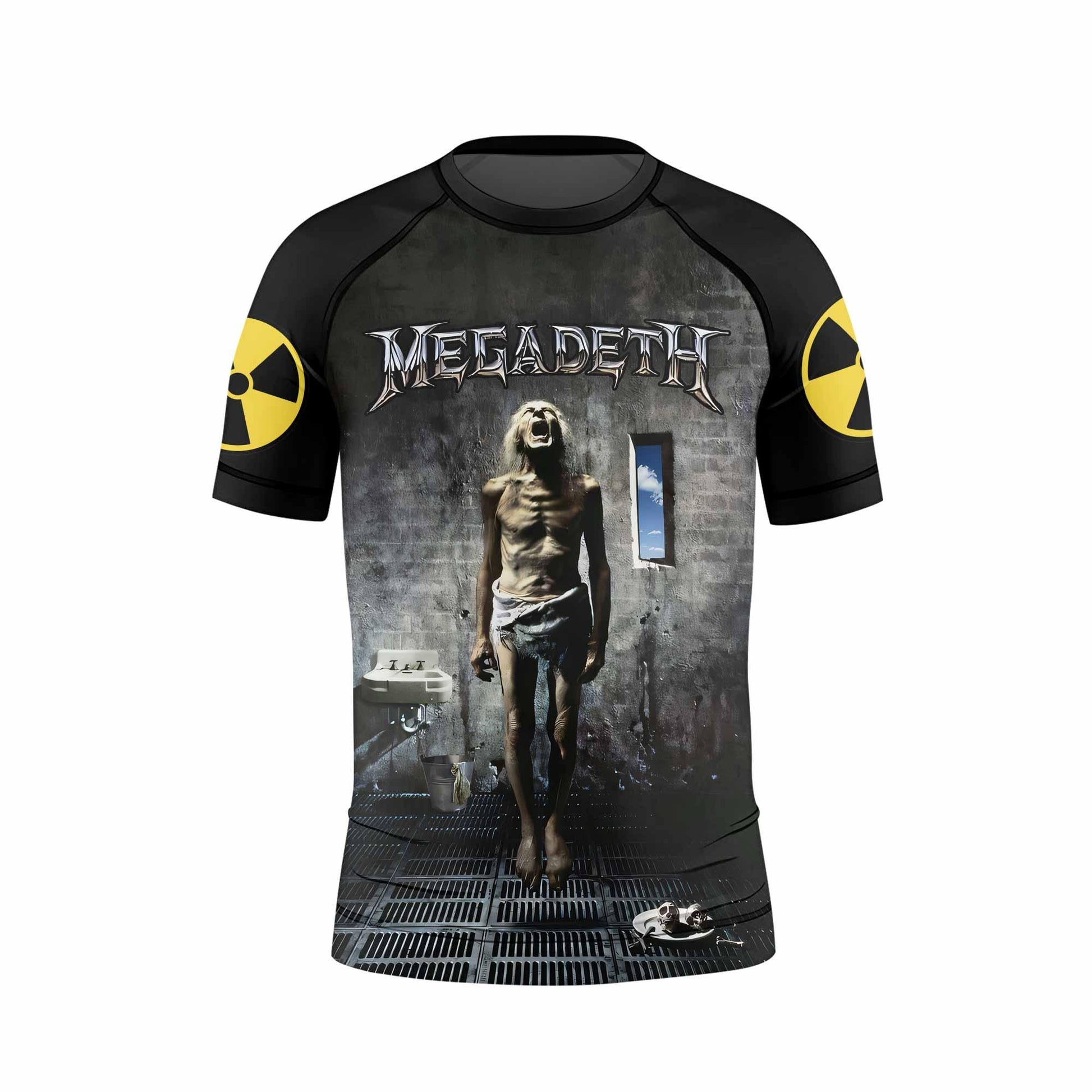 Megadeth Prison of Flesh Kids Rash Guard Short Sleeve - back view mockup