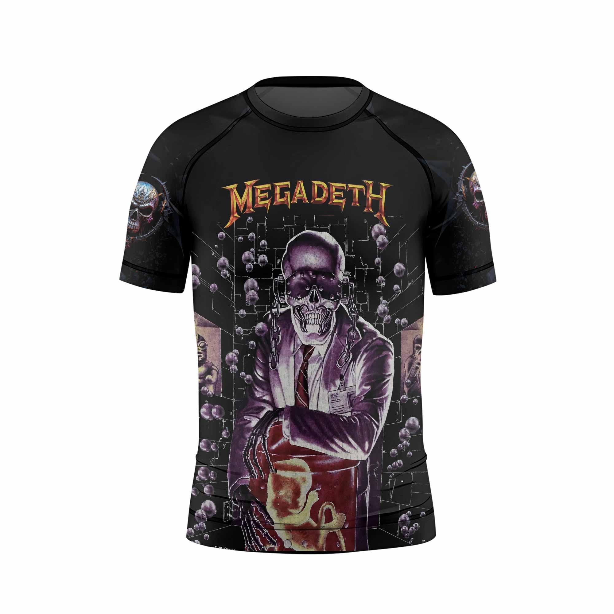 Megadeth Toxic Messiah Kids Rash Guard Short Sleeve - back view mockup