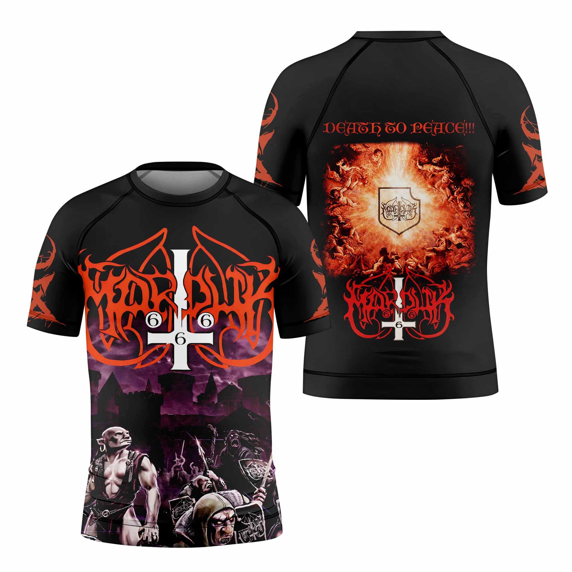 Marduk Heaven Shall Burn Kids Rash Guard Short Sleeve - front view mockup