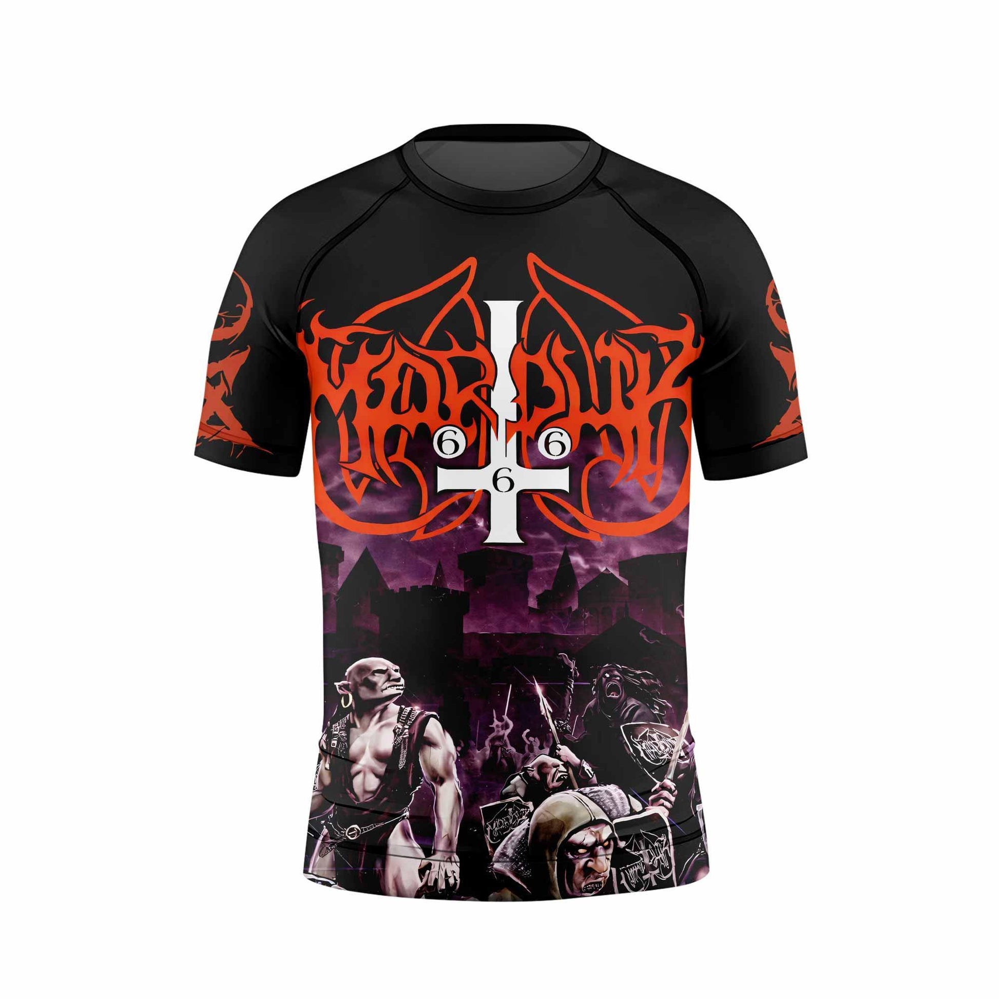 Marduk Heaven Shall Burn Kids Rash Guard Short Sleeve - back view mockup