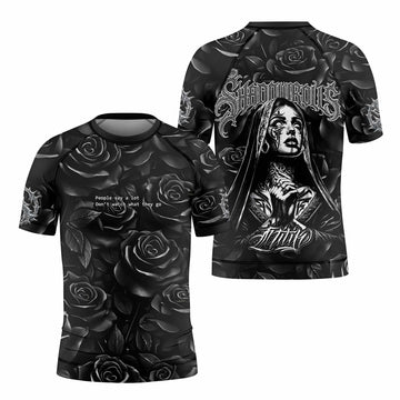 Pray for the Rave Kids Rash Guard Short Sleeve - front and back view