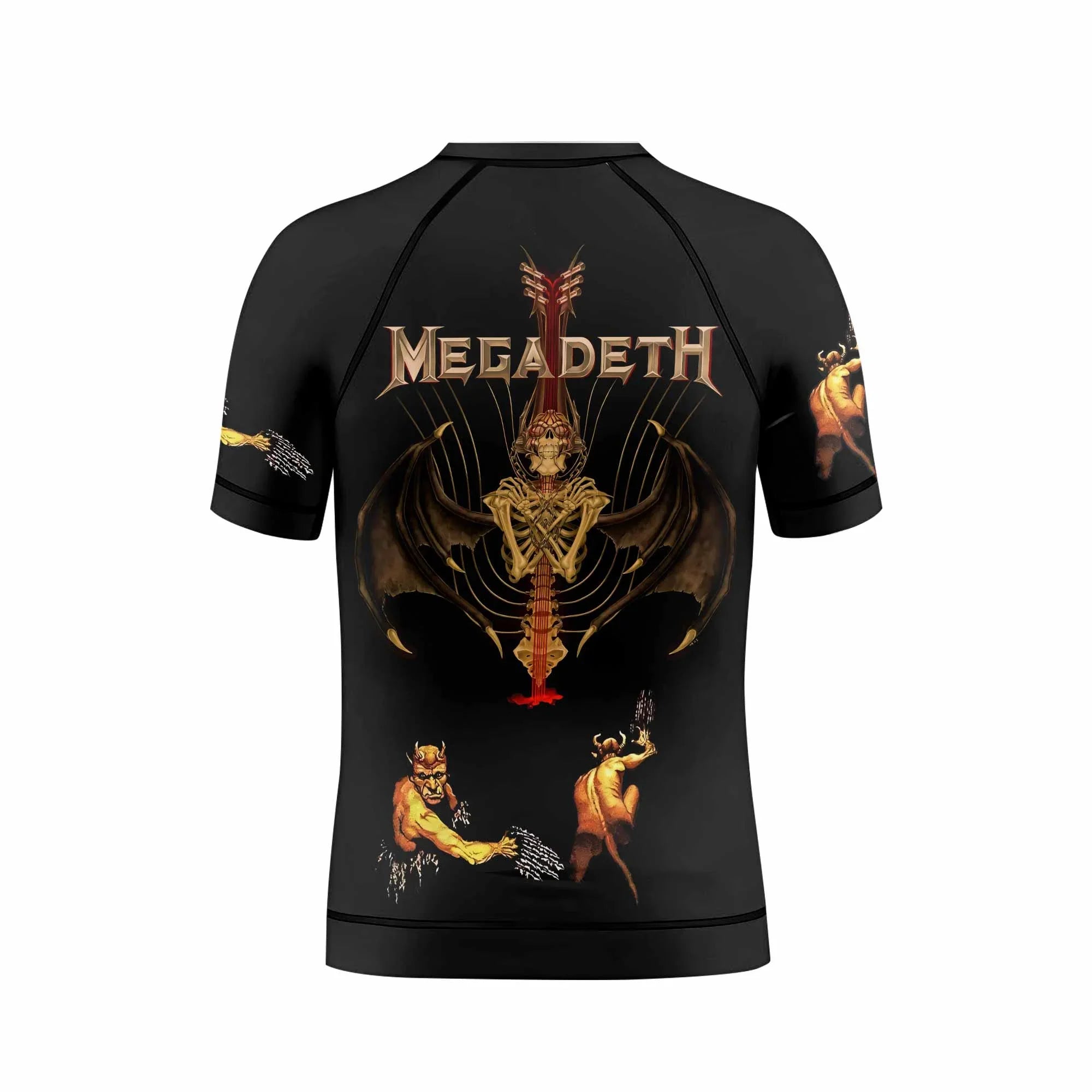 Megadeth Holy Wars 991 Wild Oats Kids Rash Guard Short Sleeve - boy's lifestyle view