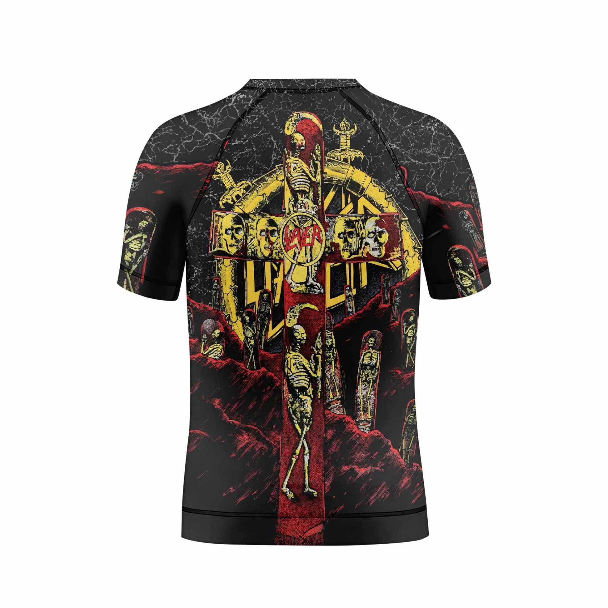 Vintage 1991 Slayer Kids Rash Guard Short Sleeve - back view mockup