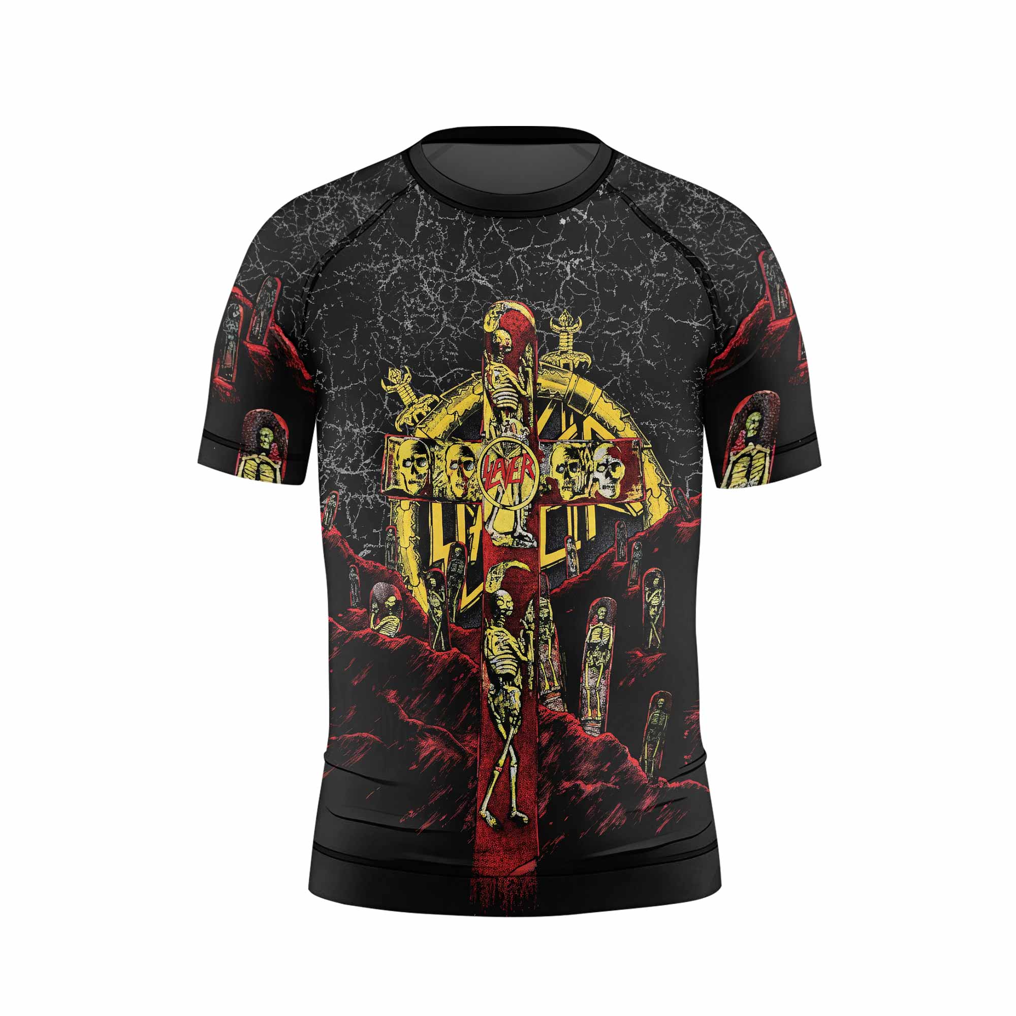 Vintage 1991 Slayer Kids Rash Guard Short Sleeve - back view mockup
