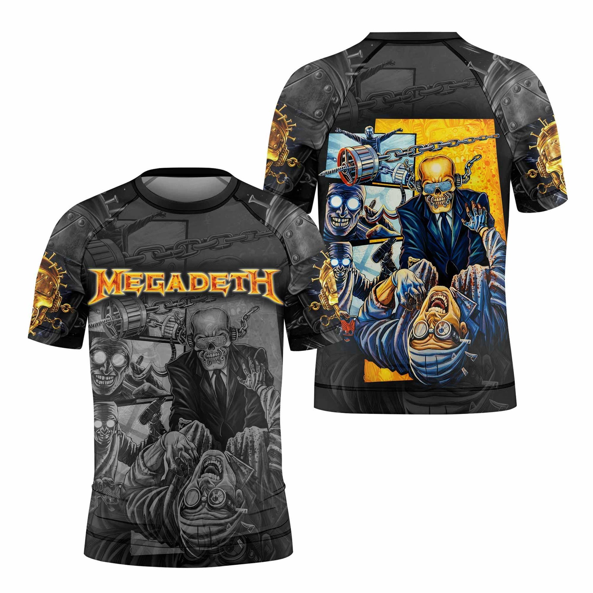 Megadeth Bloodstock Euro Tour Kids Rash Guard Short Sleeve - front view mockup