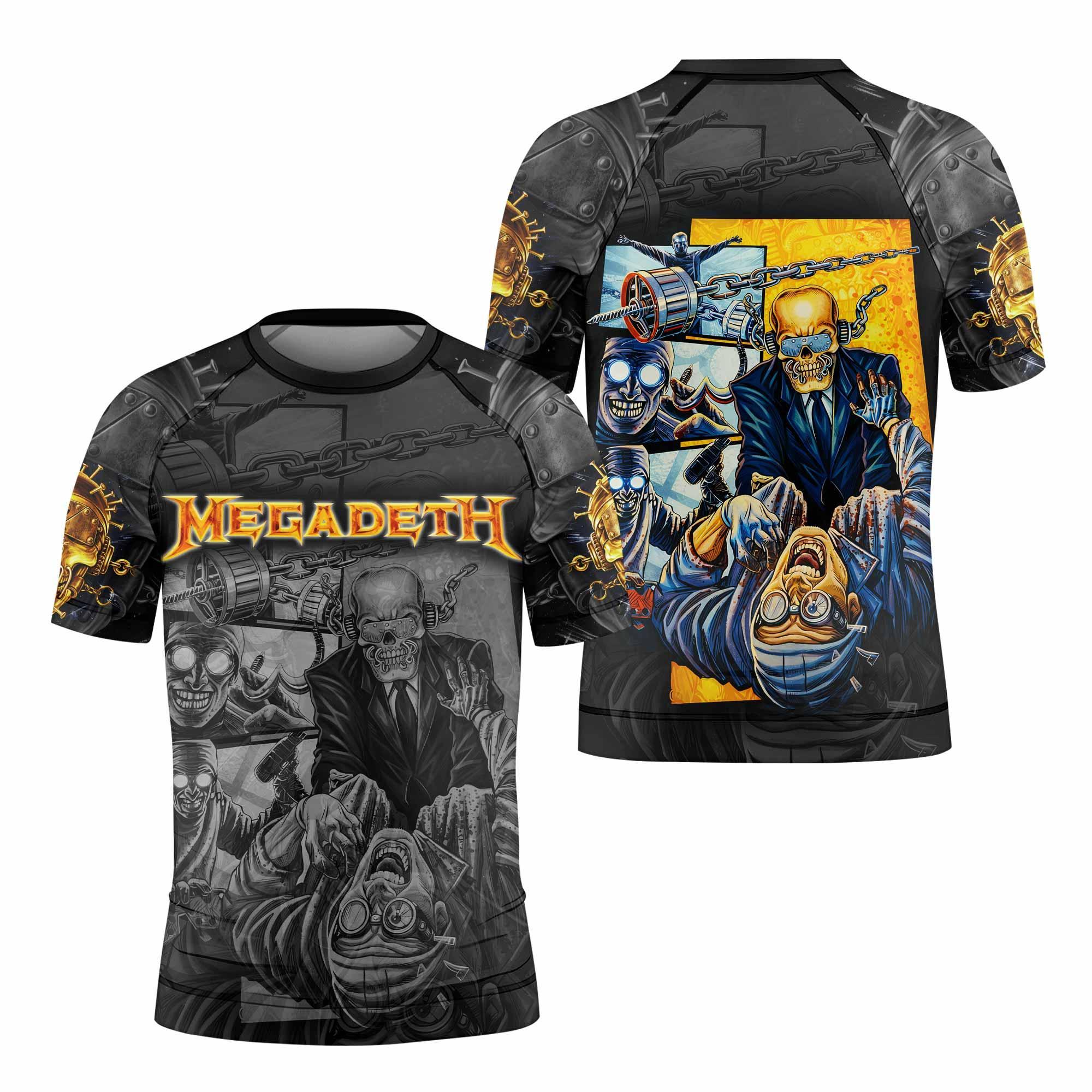 Megadeth Bloodstock Euro Tour Kids Rash Guard Short Sleeve - front view mockup