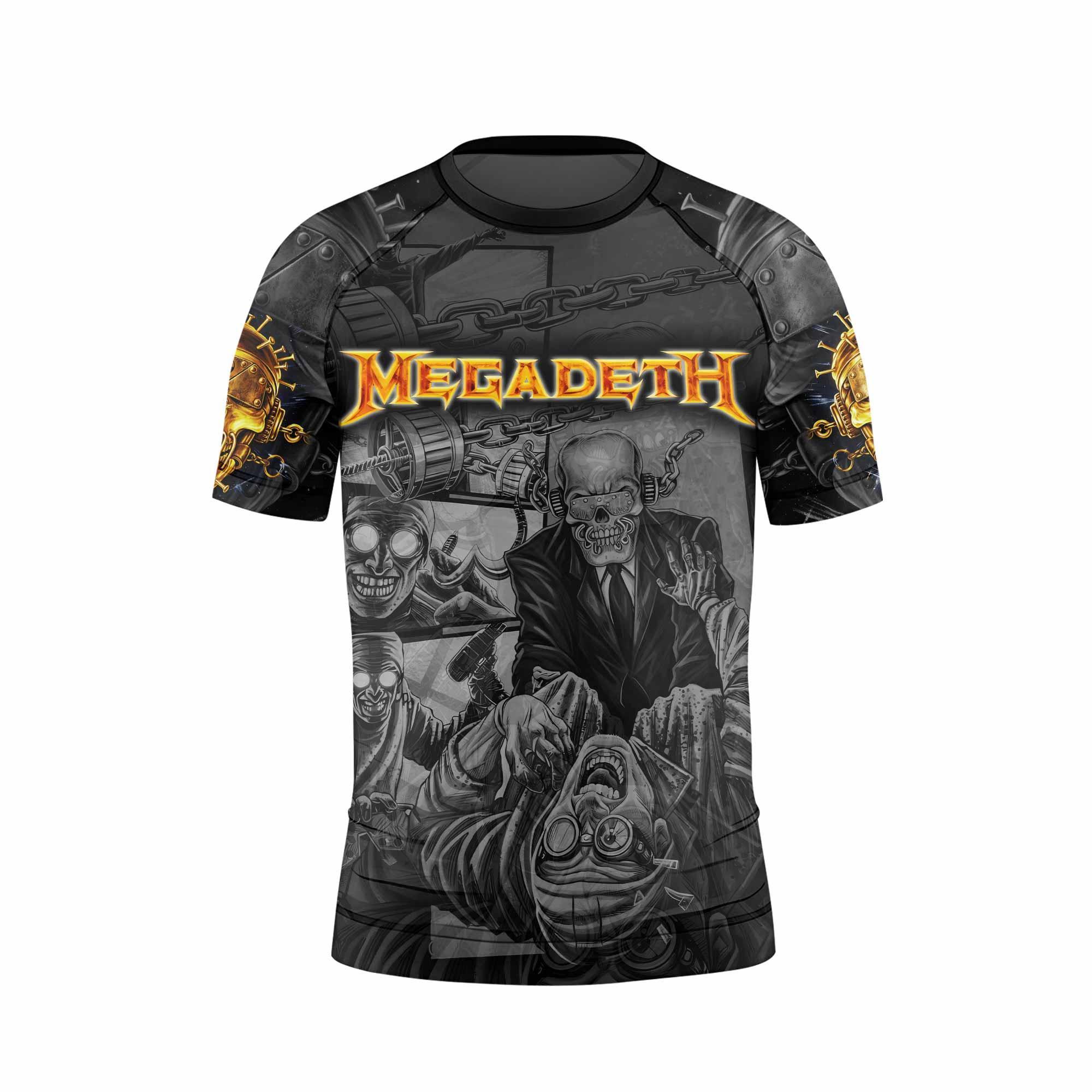 Megadeth Bloodstock Euro Tour Kids Rash Guard Short Sleeve - back view mockup